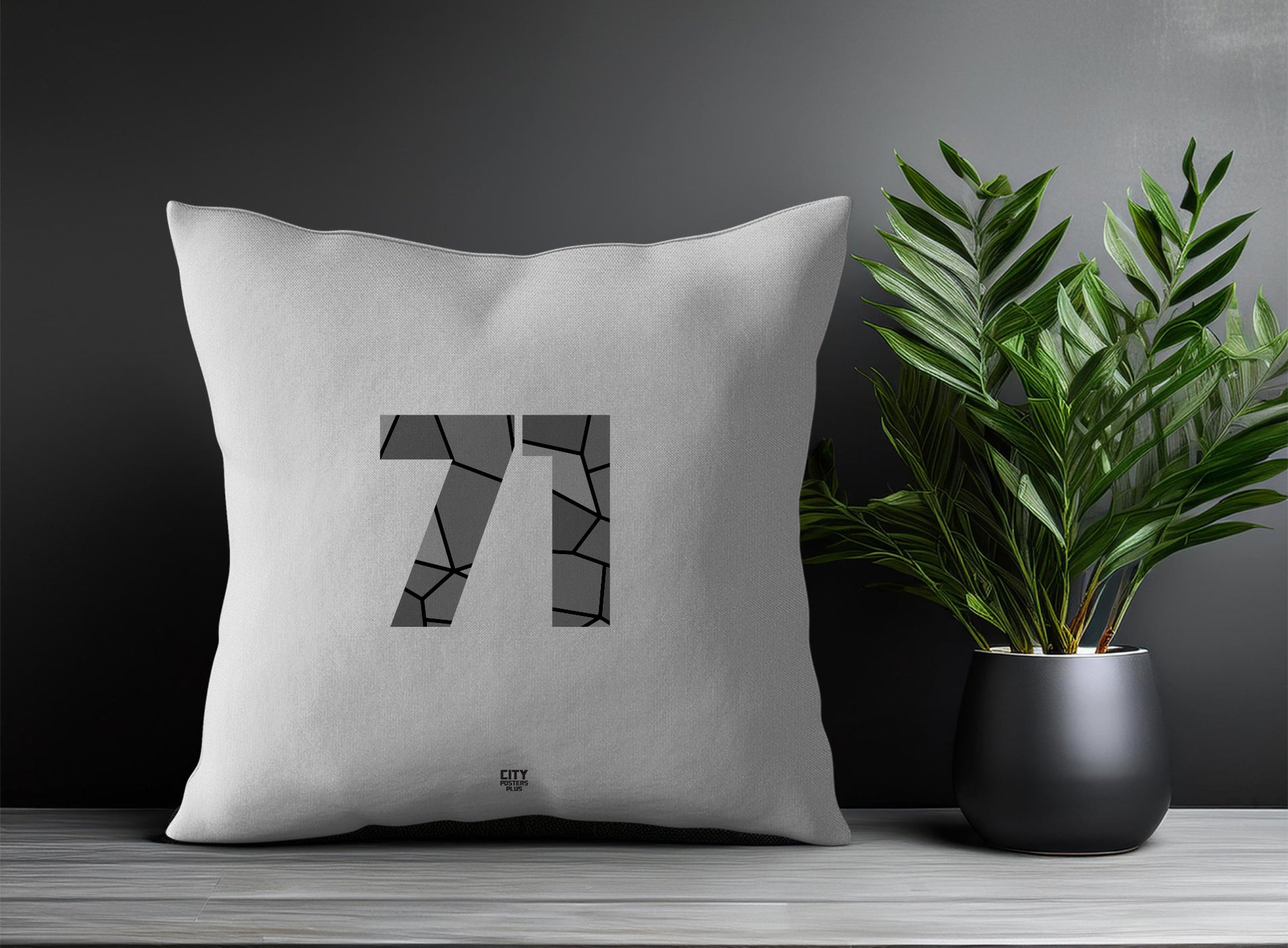 71 Number Pillow Case and Pillow Throw (Melange Grey)