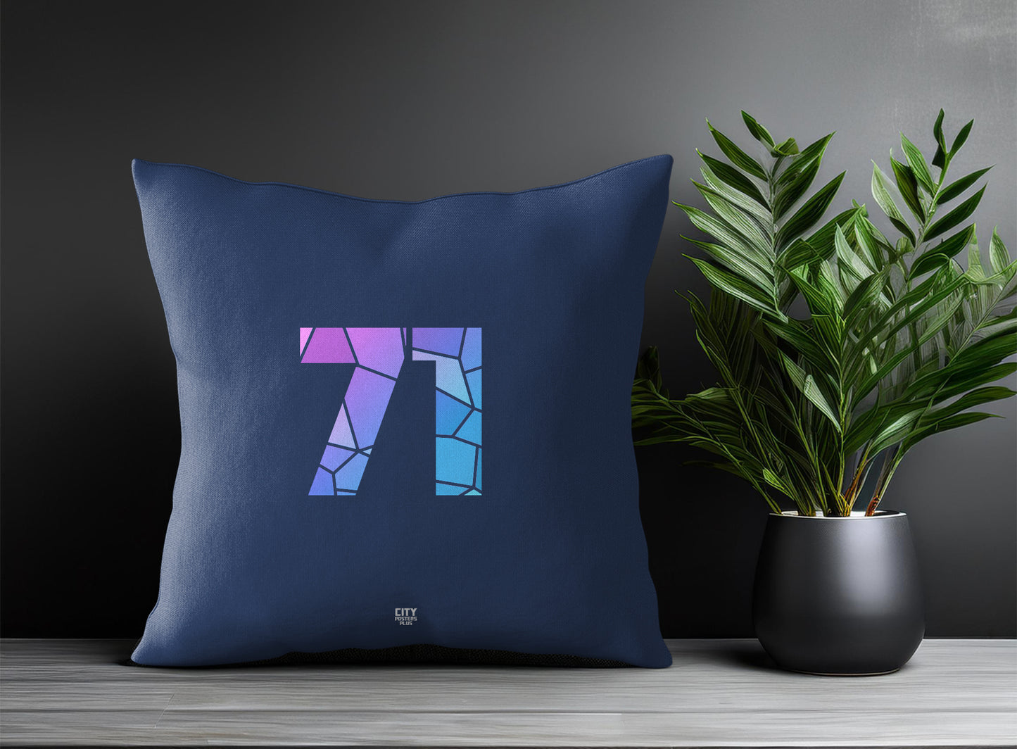 71 Number Pillow Case and Pillow Throw (Navy Blue)