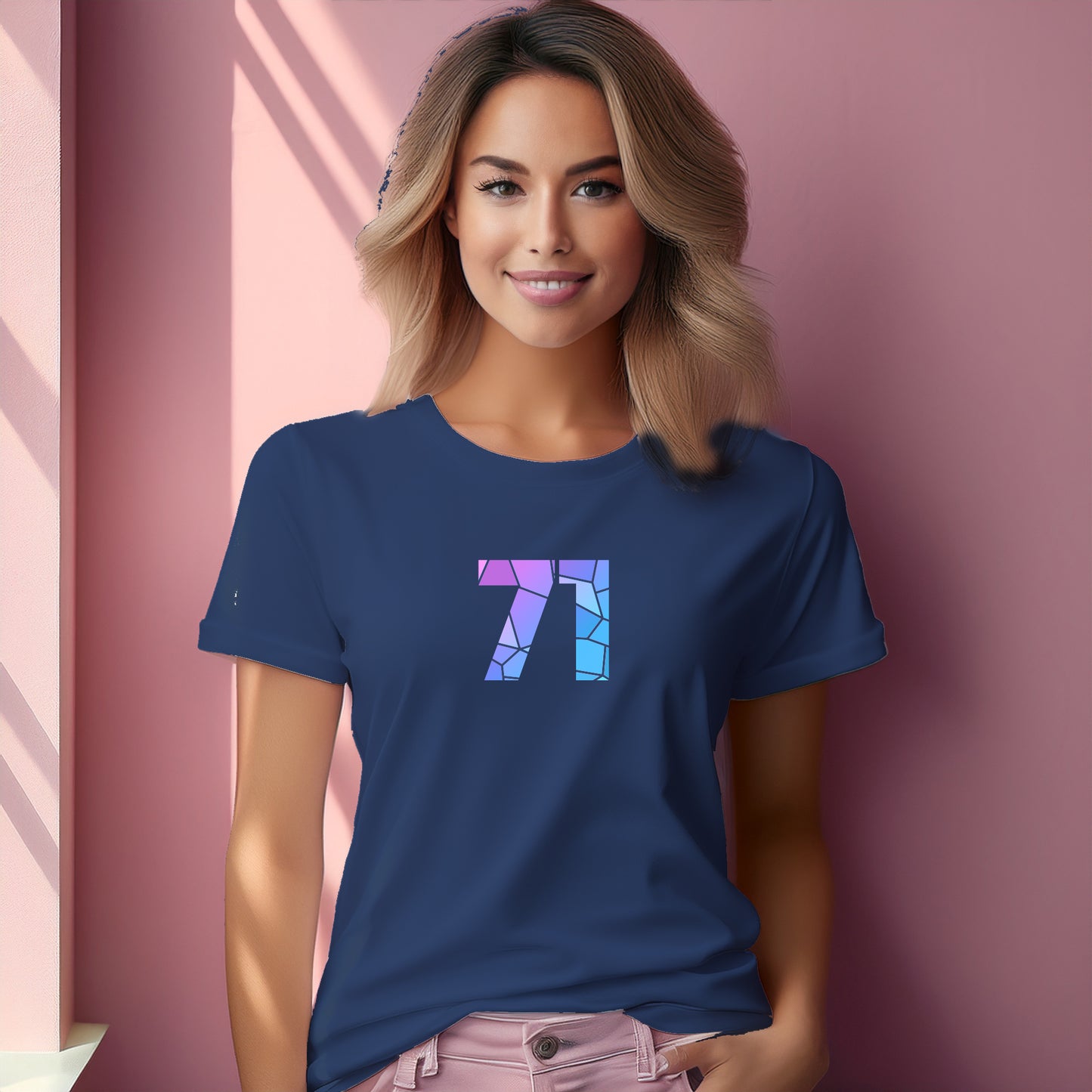 71 Number Women T-Shirt (Navy Blue)