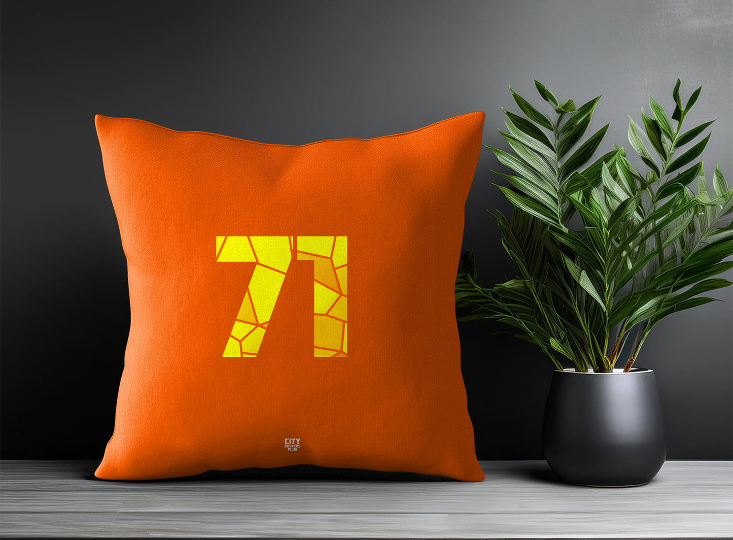 71 Number Pillow Case and Pillow Throw (Orange)