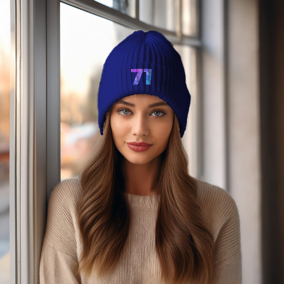 Beanies Plus 71 Number Cuffed Beanie (Royal)