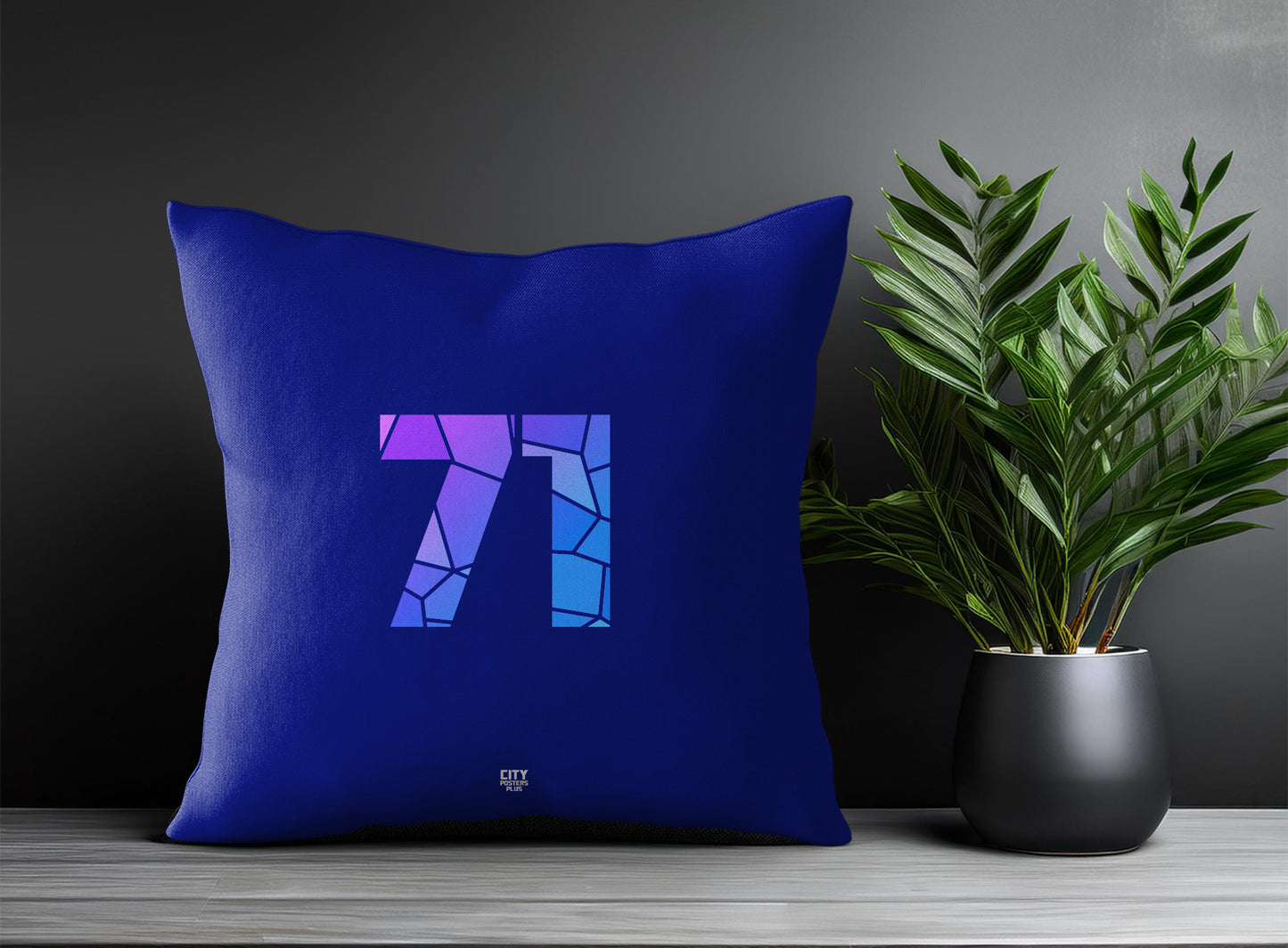 71 Number Pillow Case and Pillow Throw (Royal Blue)
