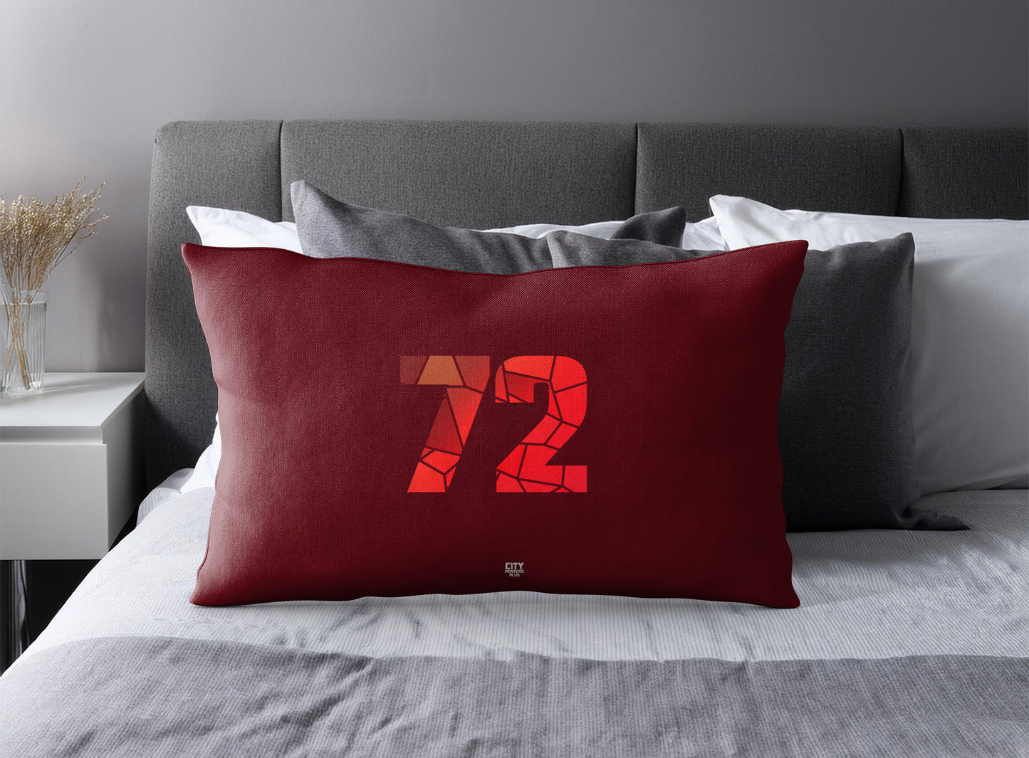 Print Deliver Plus 72 Number Pillow Case and Pillow Throw (Maroon)