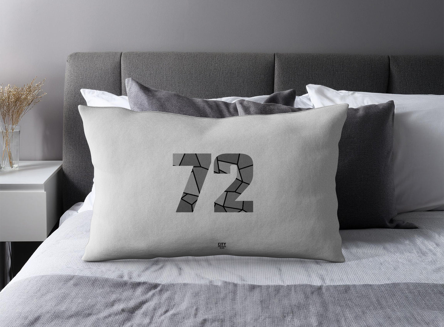 Print Deliver Plus 72 Number Pillow Case and Pillow Throw (Melange Grey)