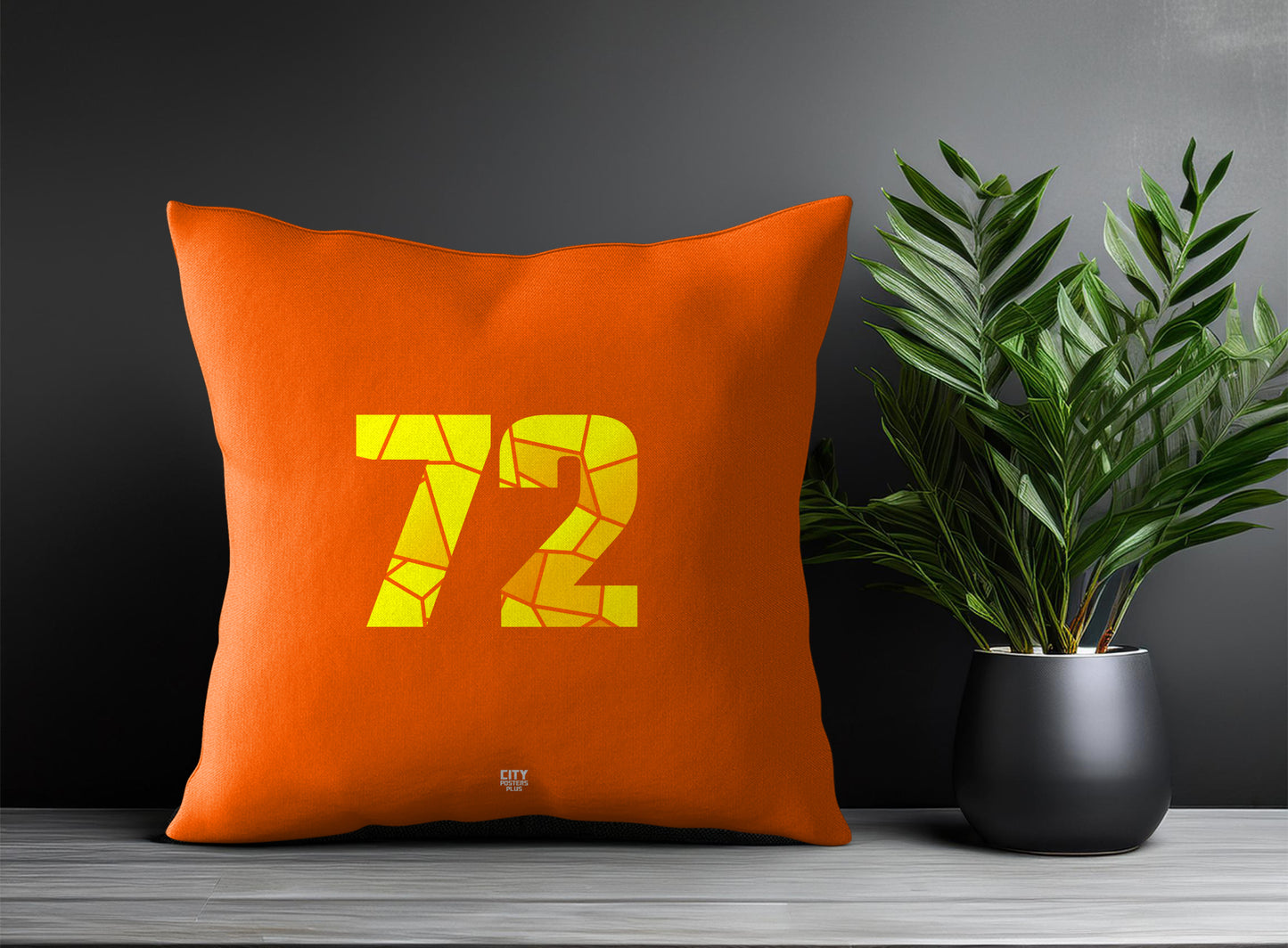72 Number Pillow Case and Pillow Throw (Orange)