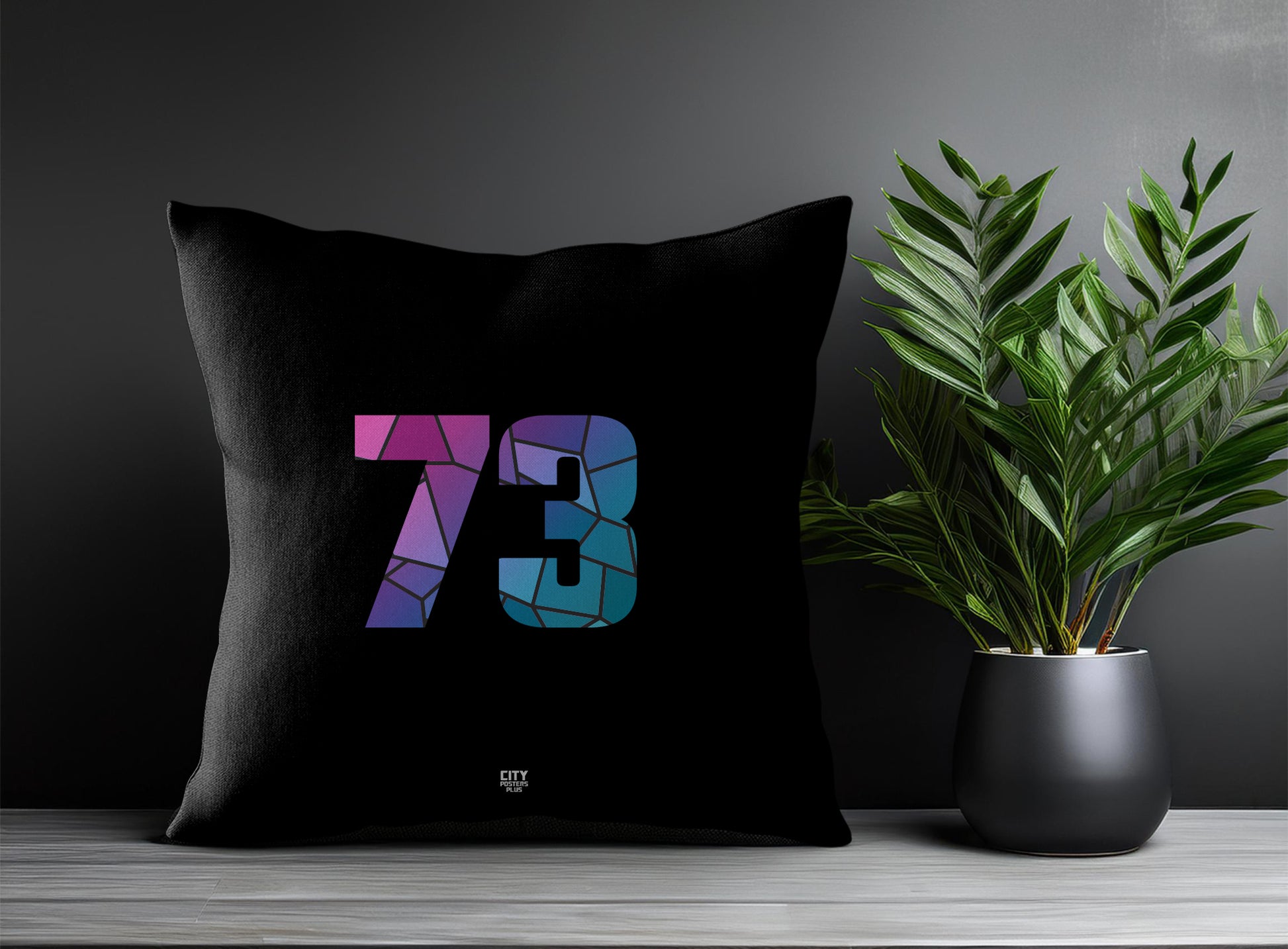 73 Number Pillow Case and Pillow Throw (Black)