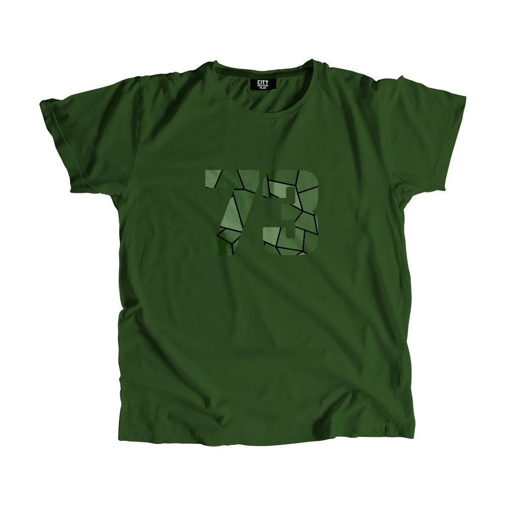 73 Number Men Unisex T-Shirt (Olive Green)