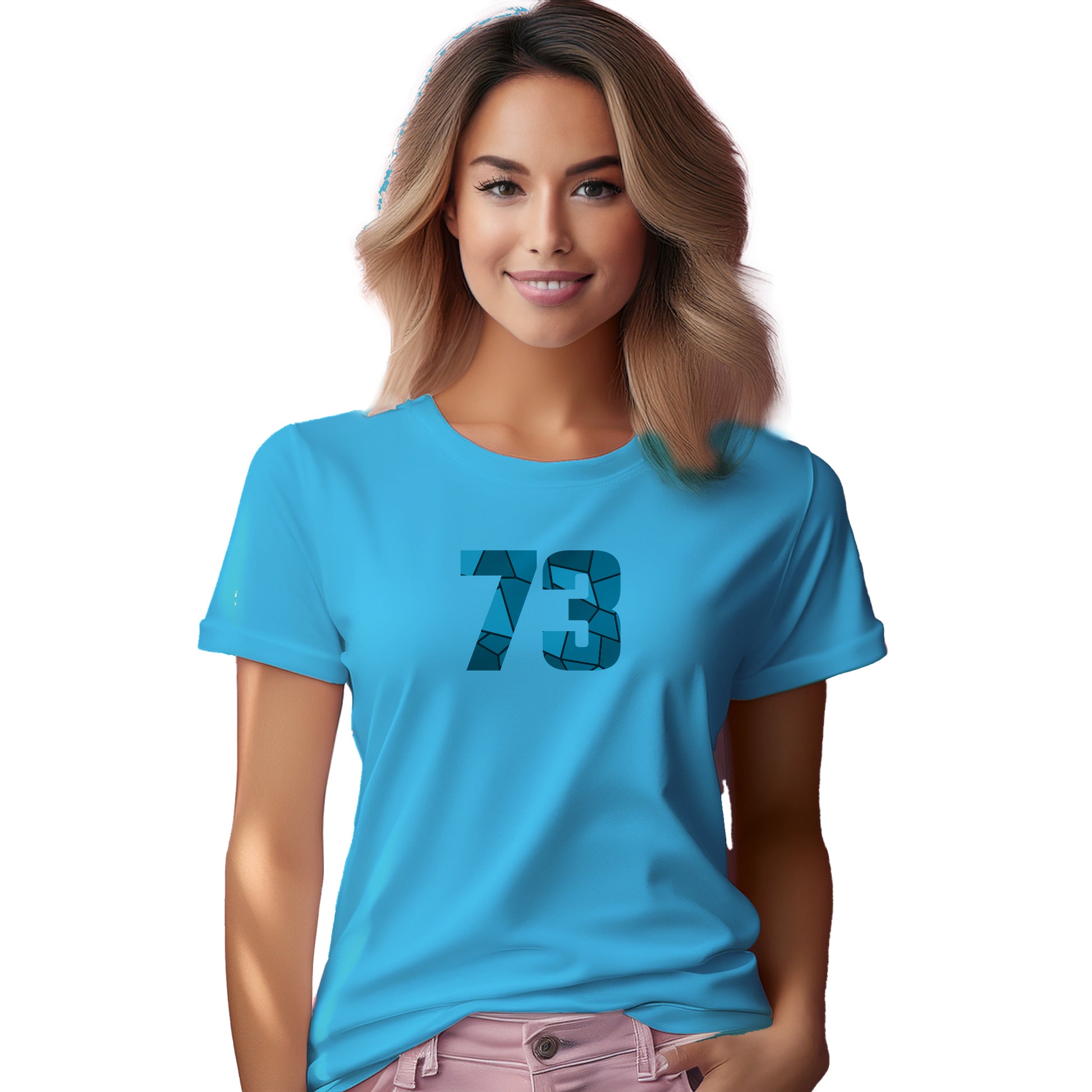 73 Number Women T-Shirt (Sky Blue)