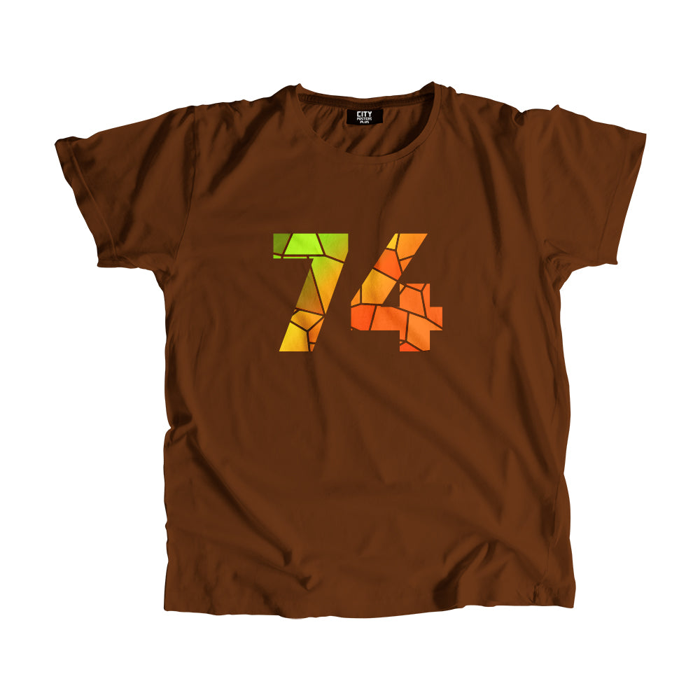 74 Number Men Unisex T-Shirt (Brown)