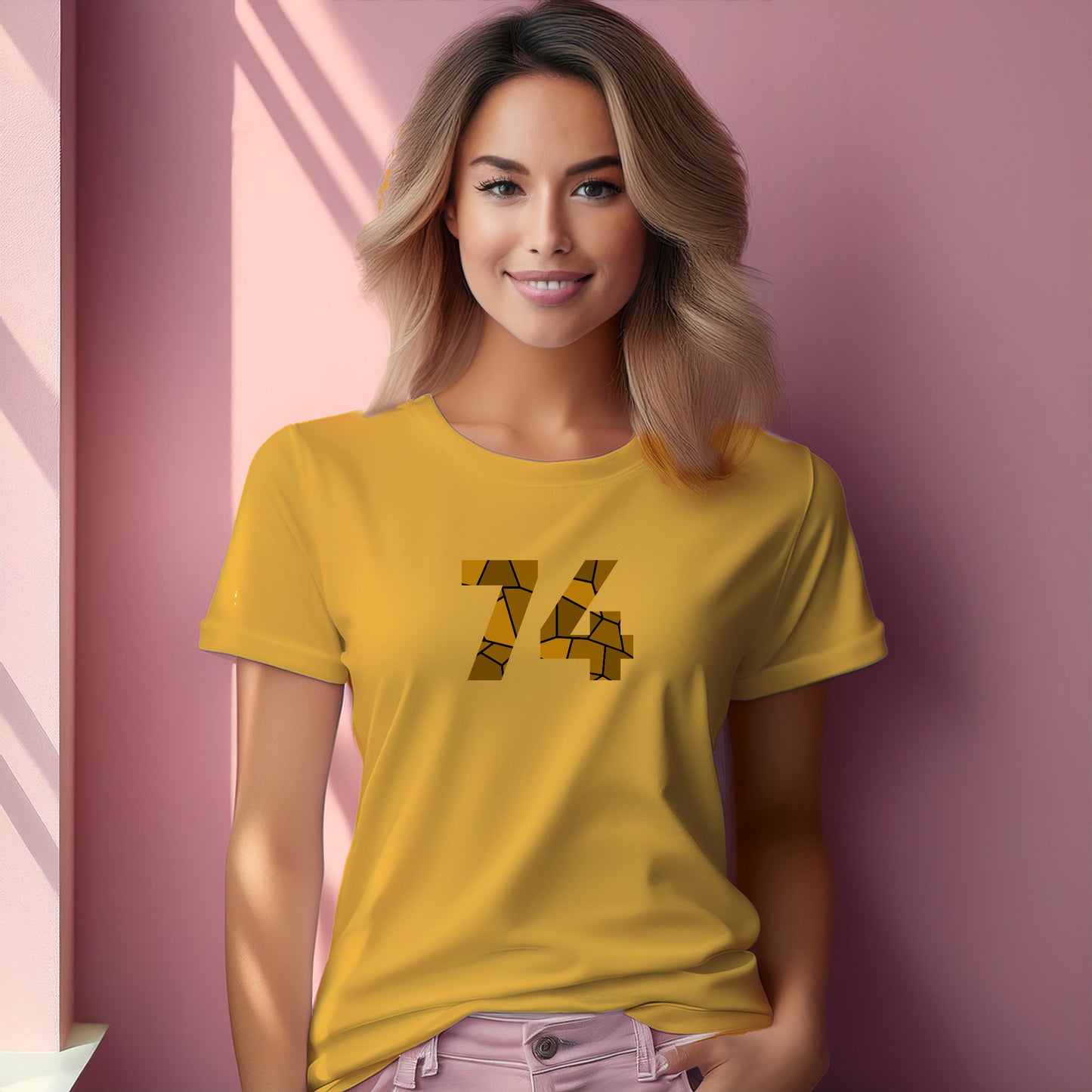 74 Number Women T-Shirt (Golden Yellow)