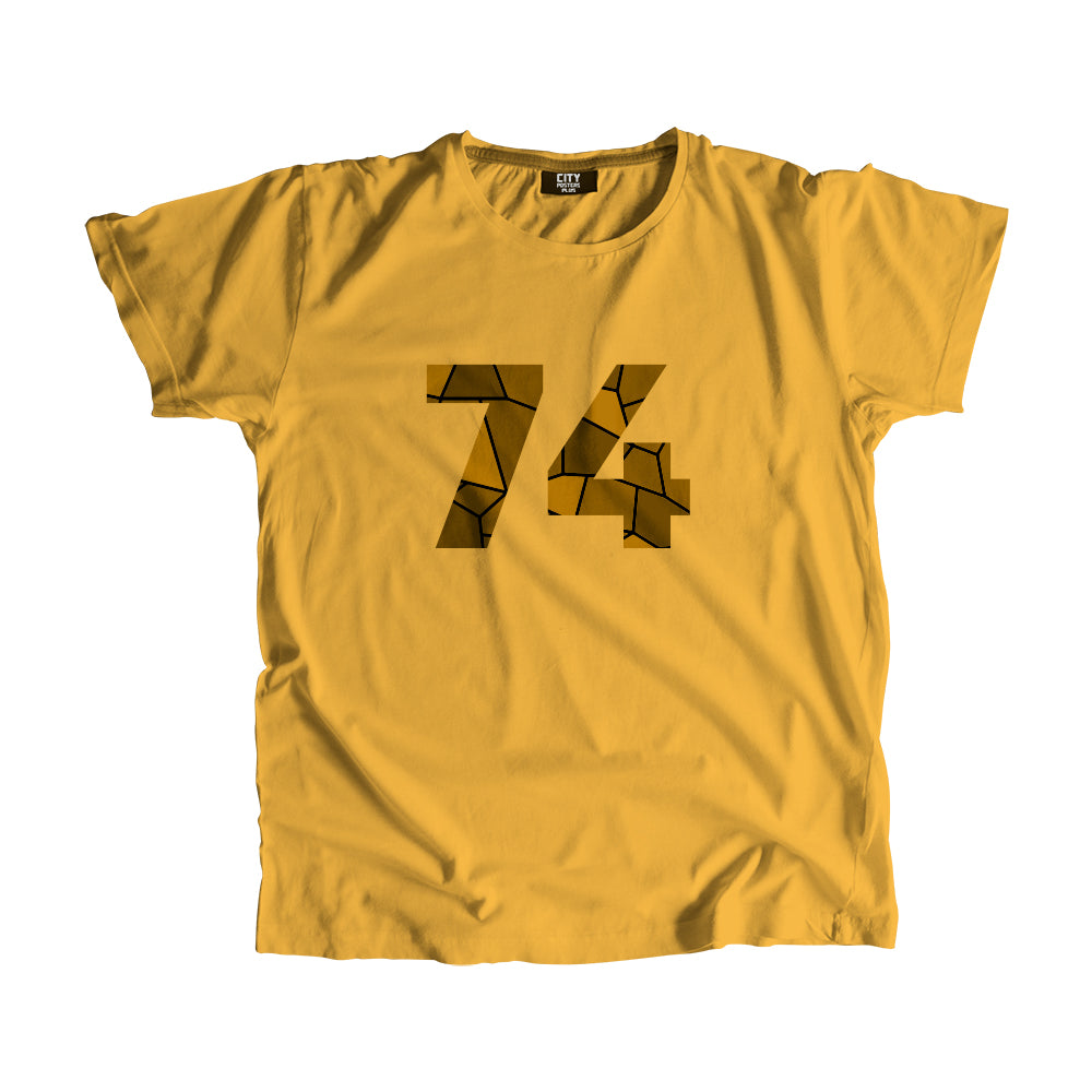 74 Number Men Unisex T-Shirt (Golden Yellow)