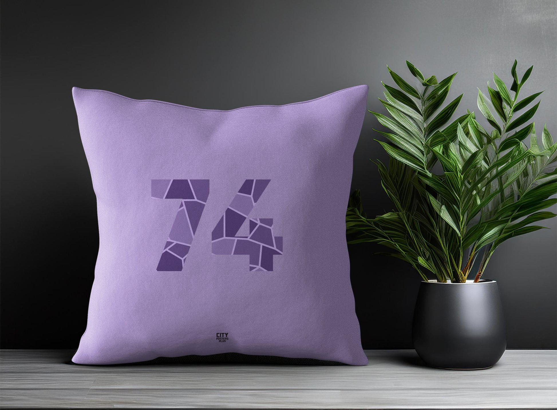 74 Number Pillow Case and Pillow Throw (Iris Lavender)