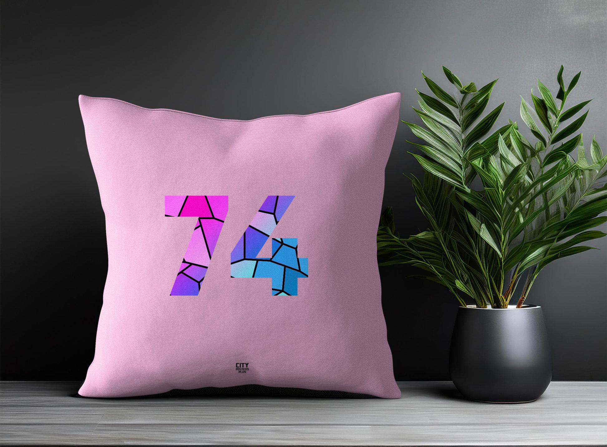 74 Number Pillow Case and Pillow Throw (Light Pink)