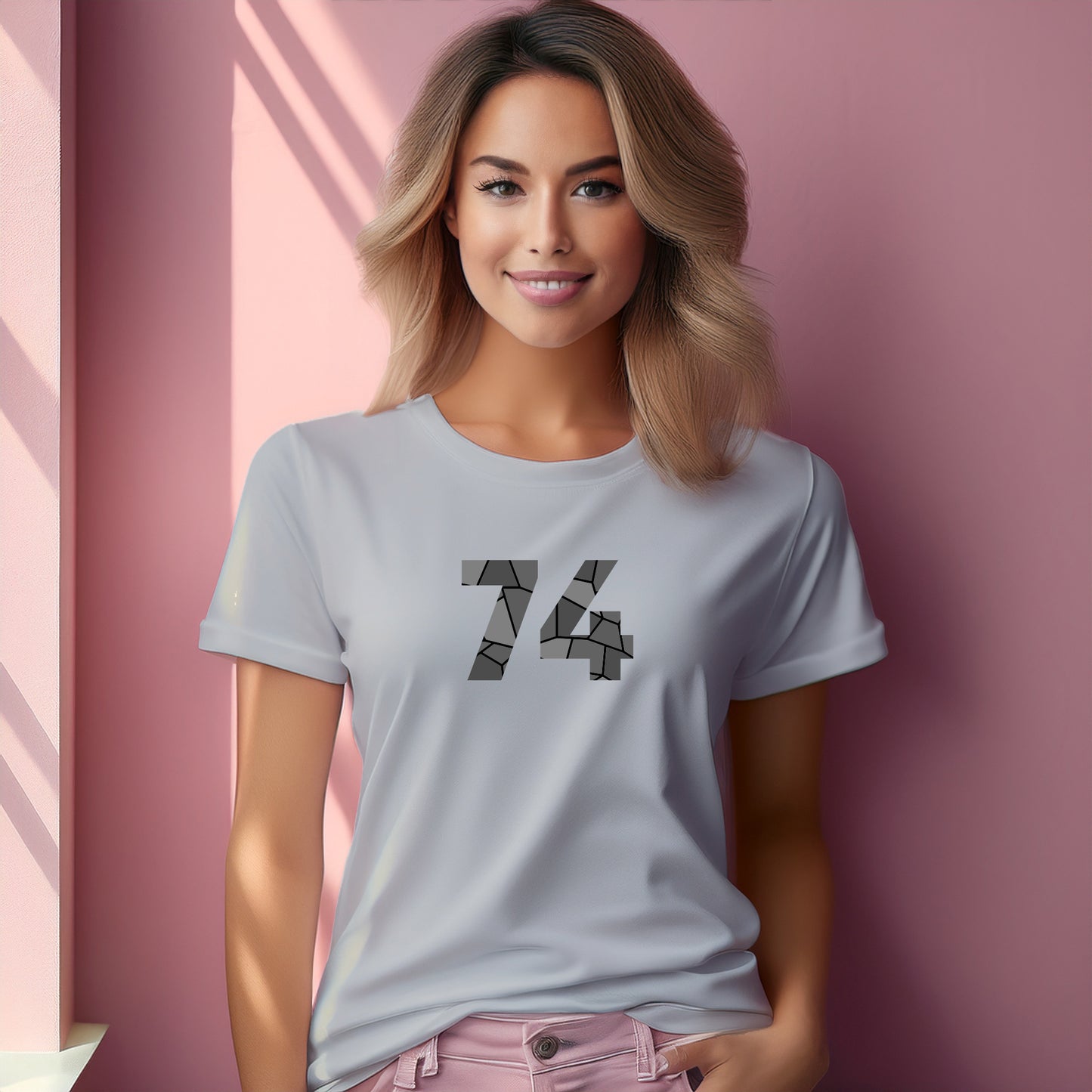74 Number Women T-Shirt (Melange Grey)
