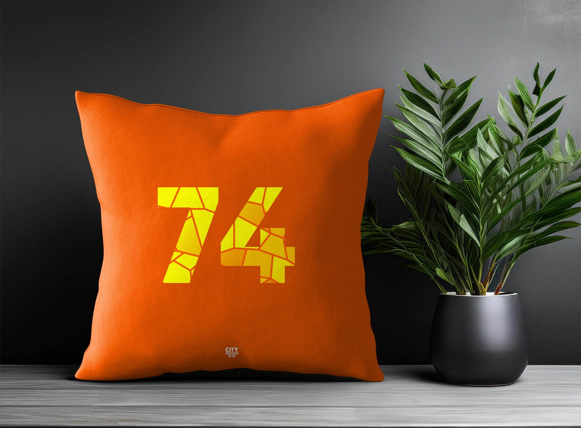 74 Number Pillow Case and Pillow Throw (Orange)
