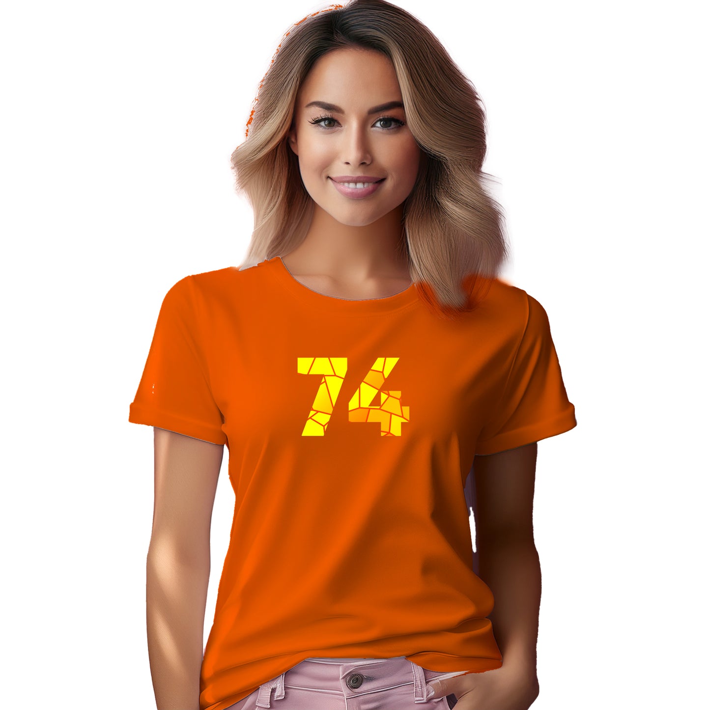 74 Number Women T-Shirt (Orange)