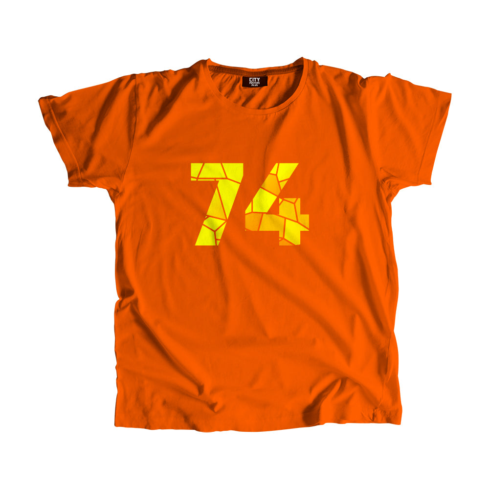 74 Number Men Unisex T-Shirt (Orange)