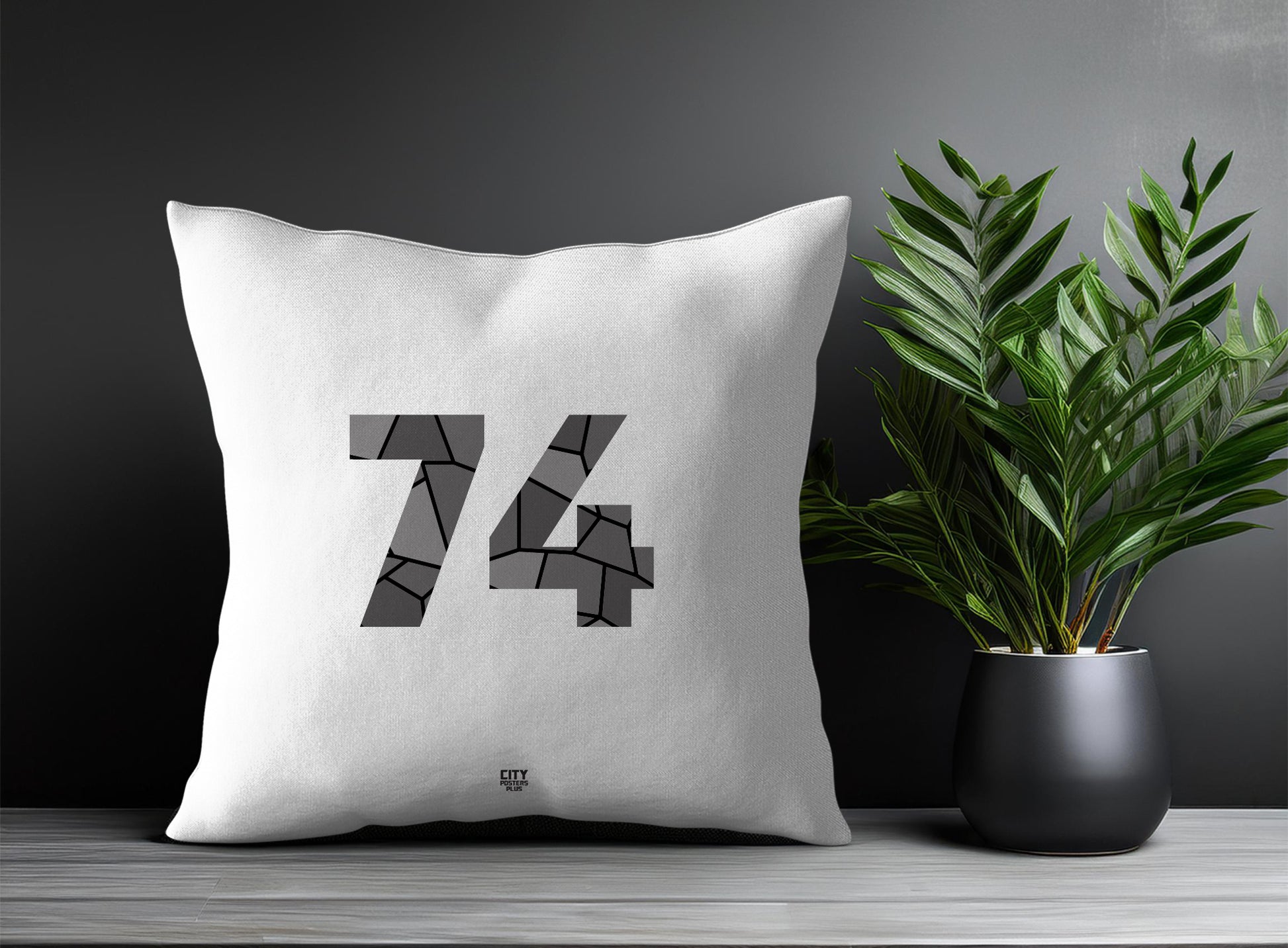 74 Number Pillow Case and Pillow Throw (White)
