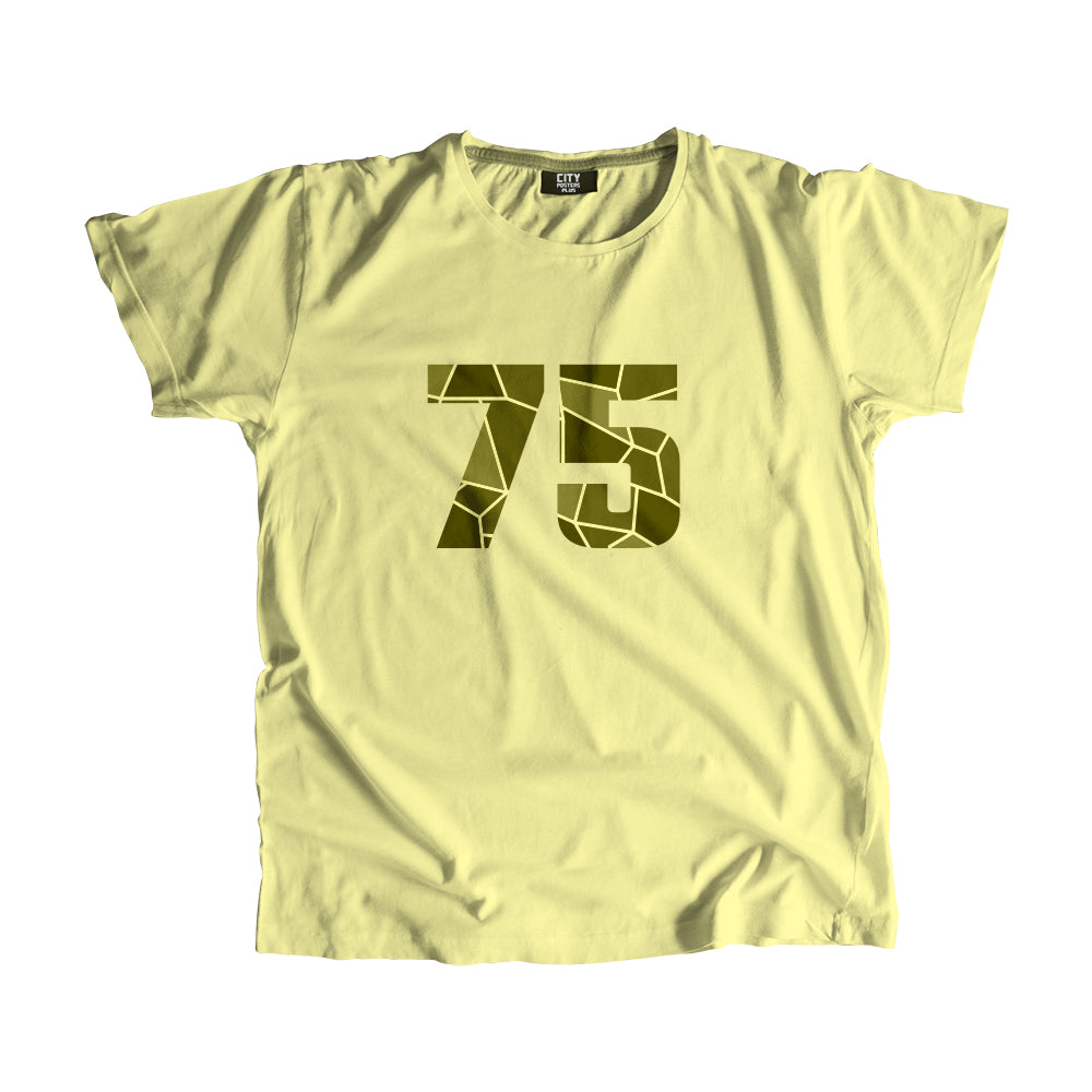 75 Number Men Unisex T-Shirt (Butter Yellow)
