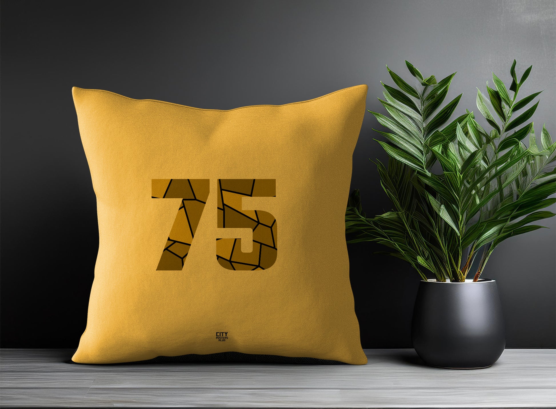 75 Number Pillow Case and Pillow Throw (Golden Yellow)