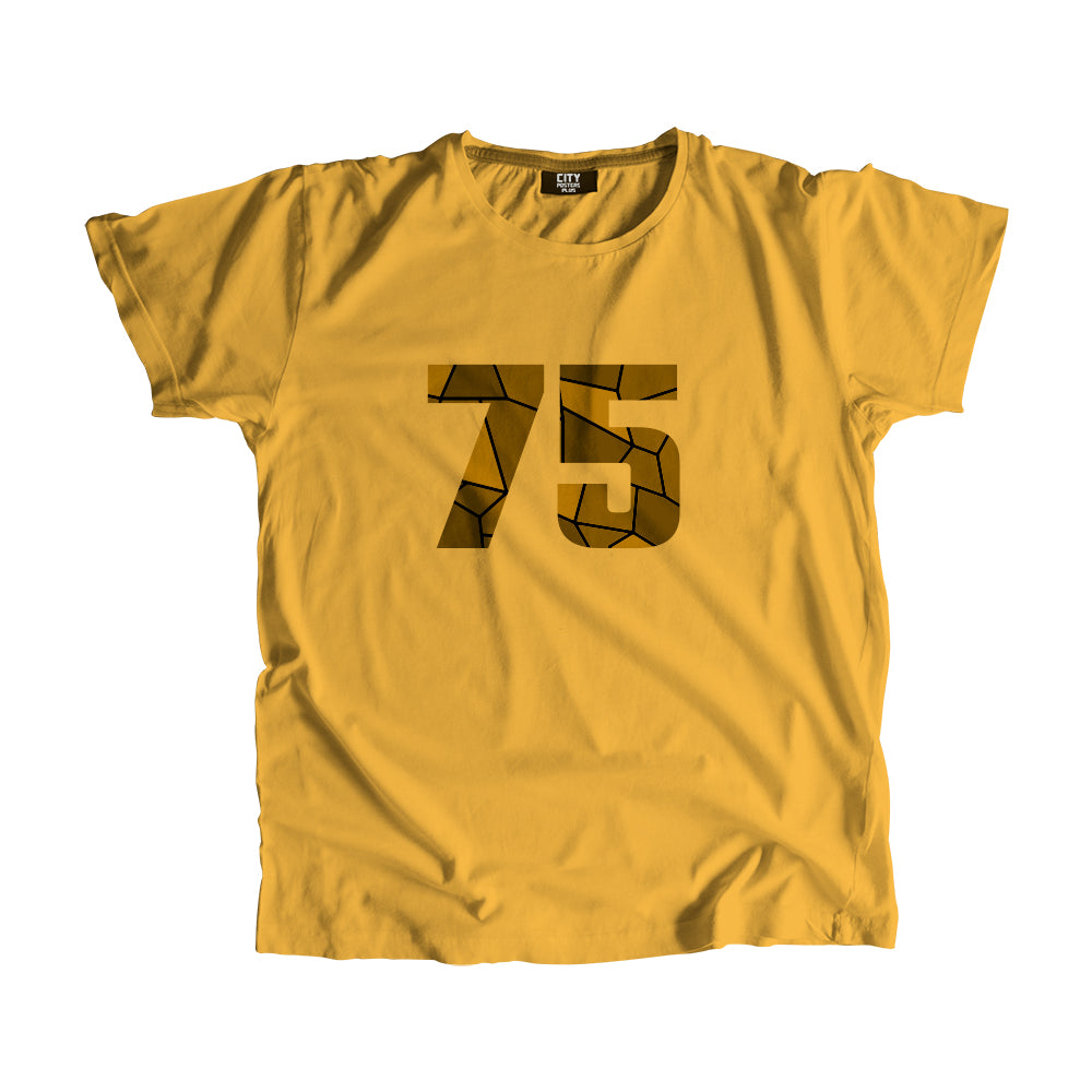 75 Number Men Unisex T-Shirt (Golden Yellow)