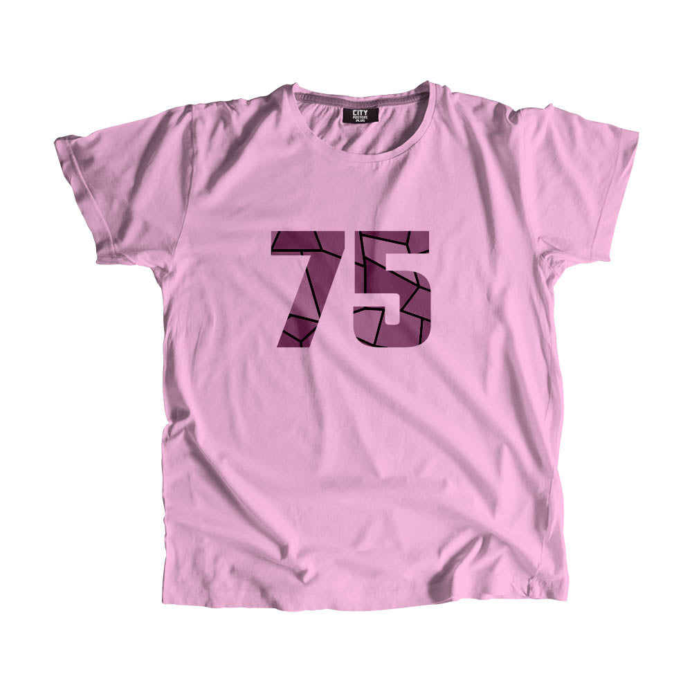 75 Number Men Unisex T-Shirt (Light Pink)