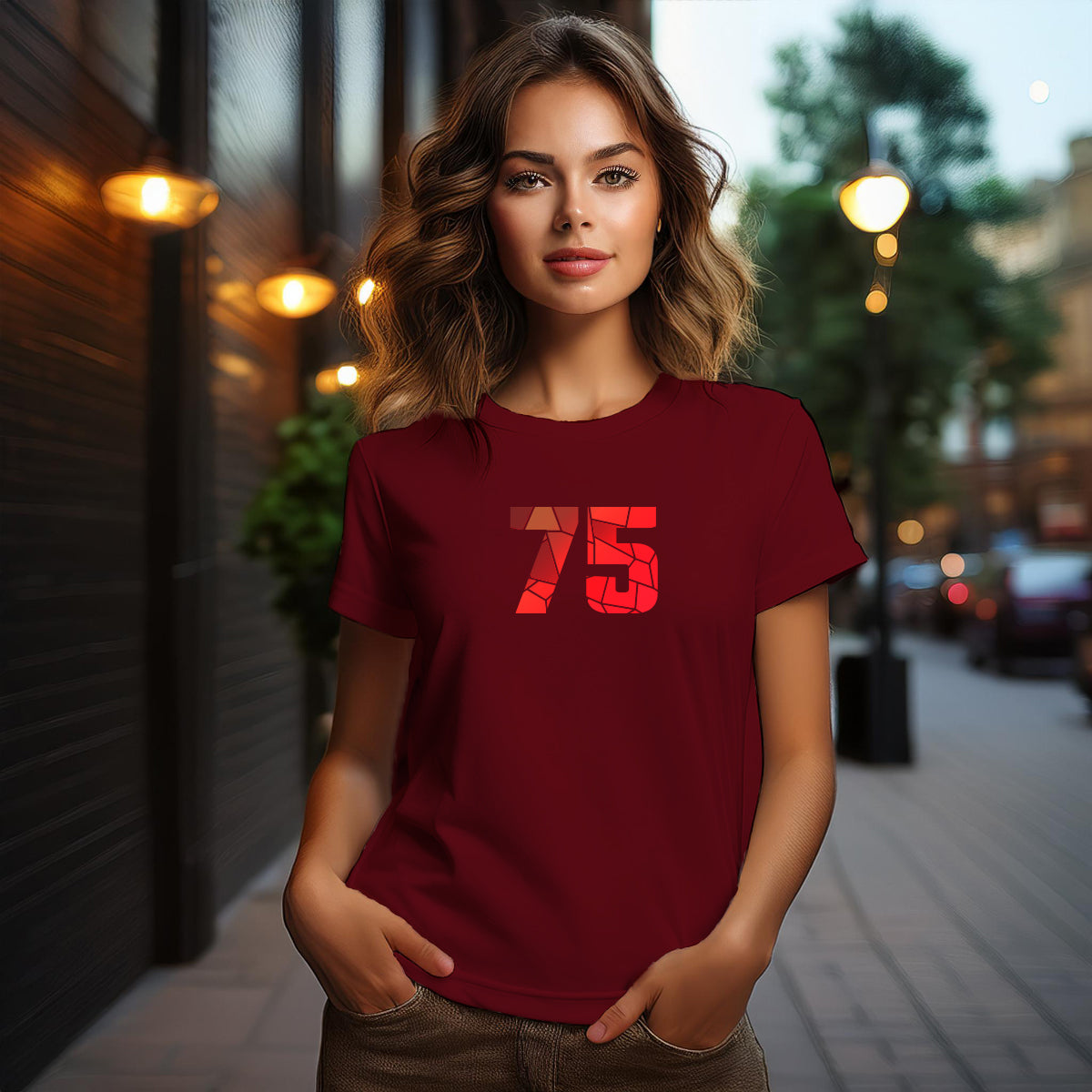 75 Number Women T-Shirt (Maroon)