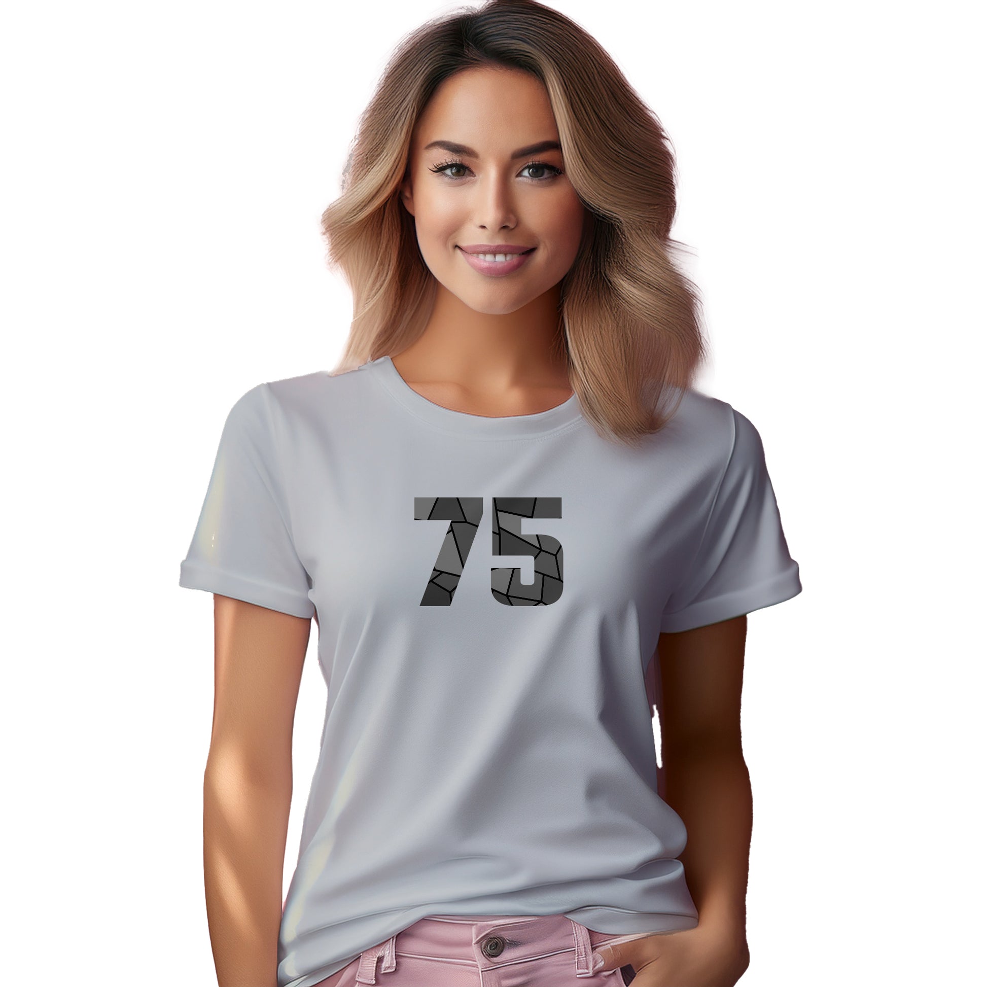 75 Number Women T-Shirt (Melange Grey)