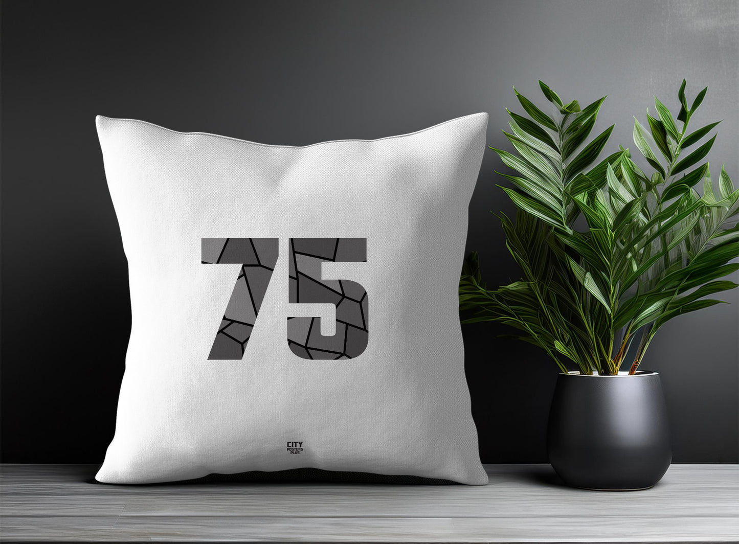 75 Number Pillow Case and Pillow Throw (White)