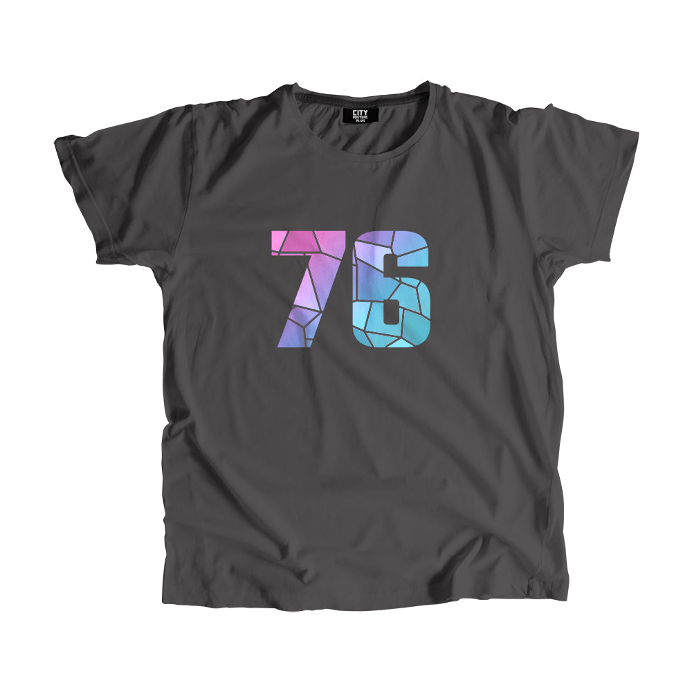 76 Number Men Unisex T-Shirt (Charcoal Grey)