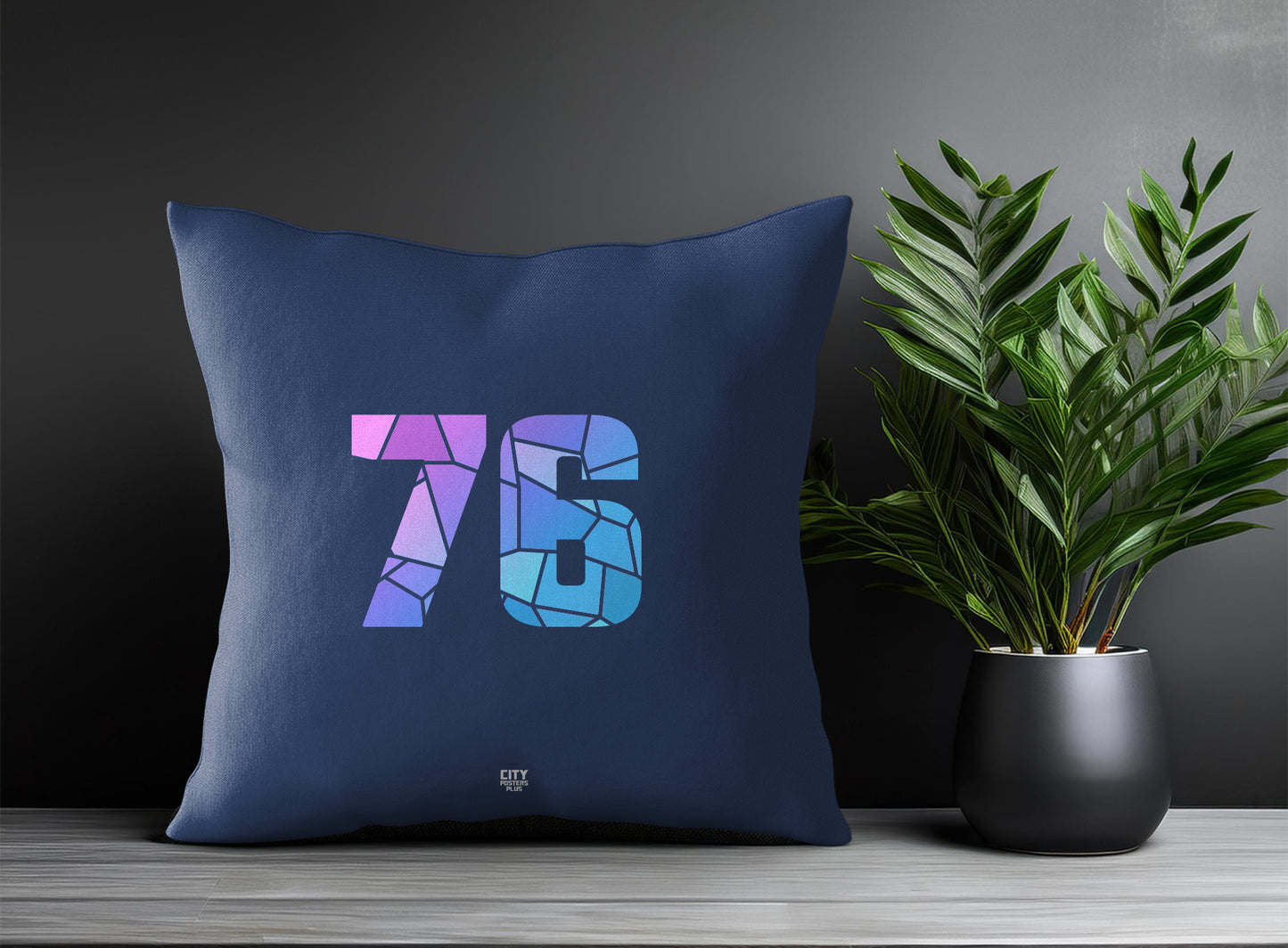 76 Number Pillow Case and Pillow Throw (Navy Blue)