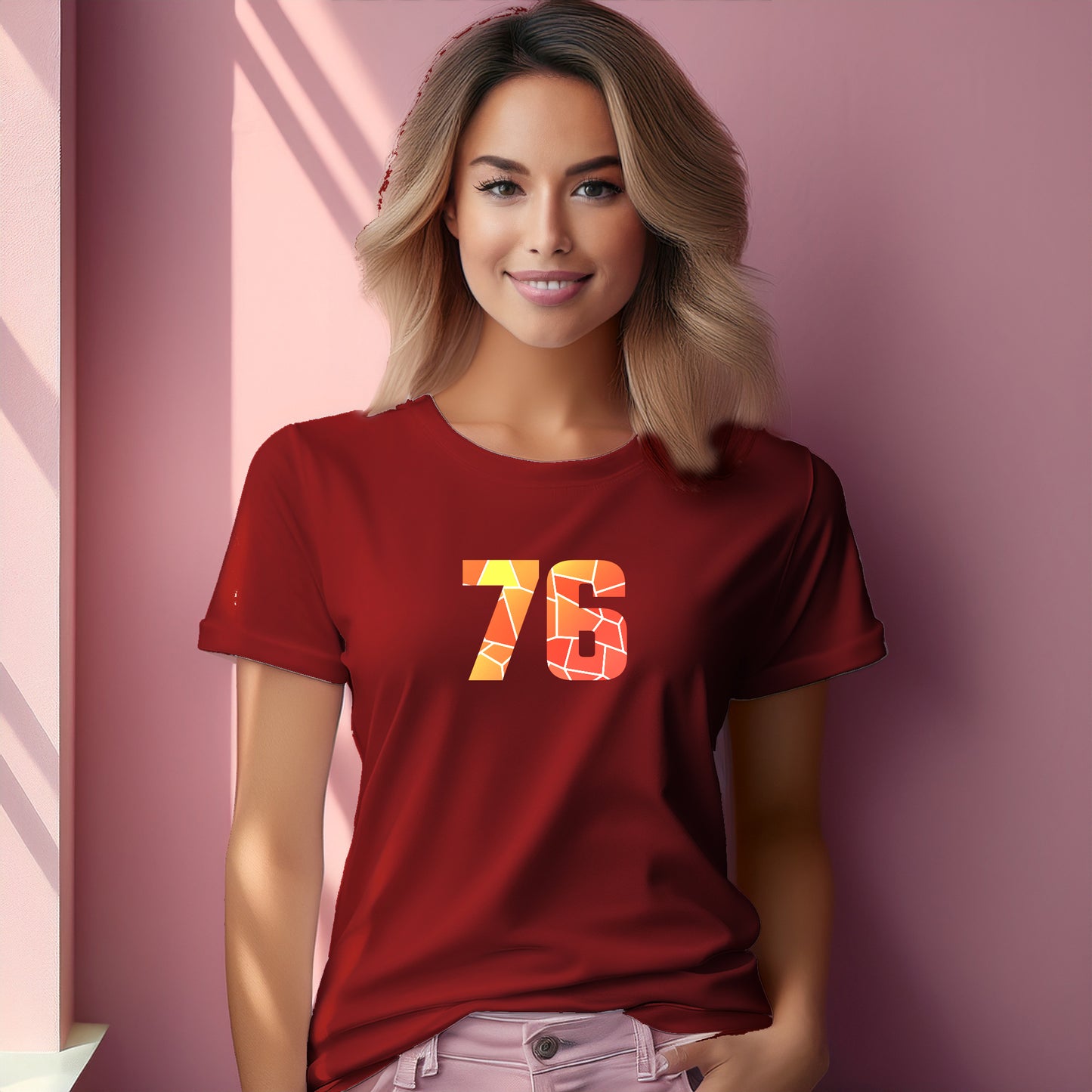 76 Number Women T-Shirt (Red)