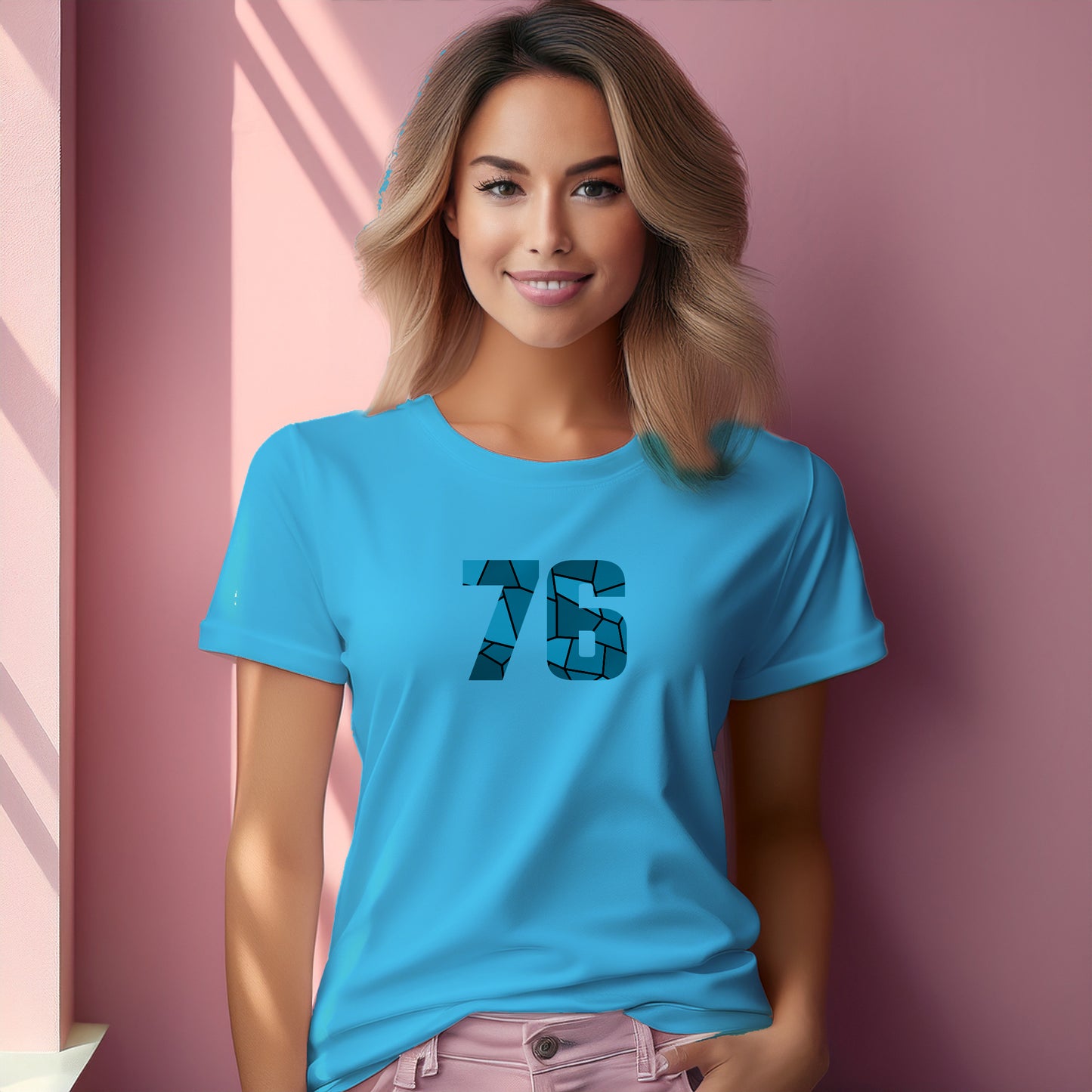 76 Number Women T-Shirt (Sky Blue)