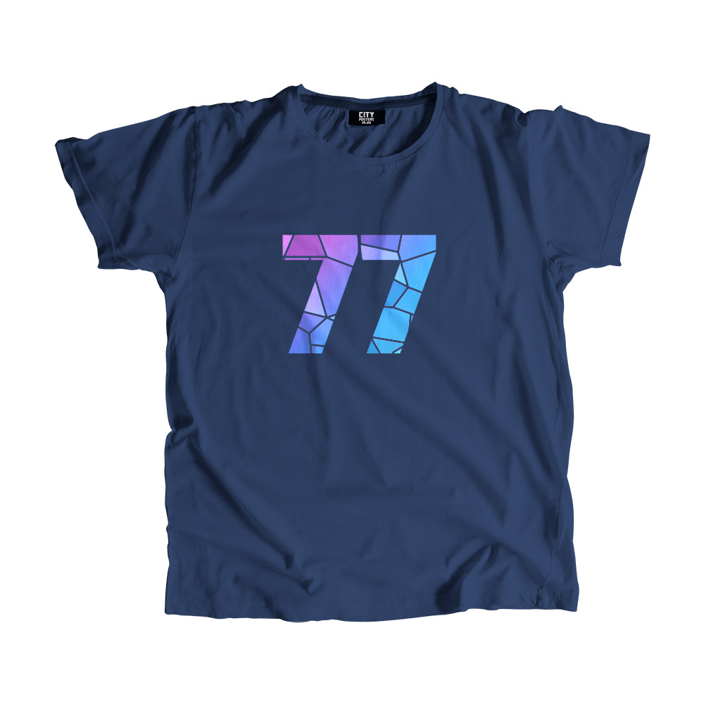 77 Number Men Unisex T-Shirt (Navy Blue)