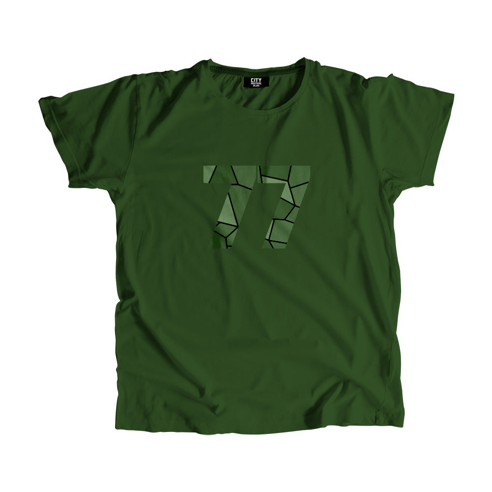77 Number Men Unisex T-Shirt (Olive Green)