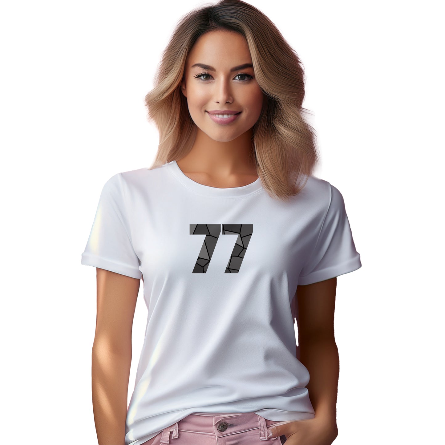 77 Number Women T-Shirt (White)