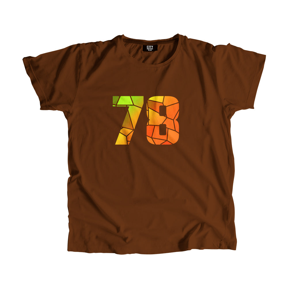 78 Number Men Unisex T-Shirt (Brown)