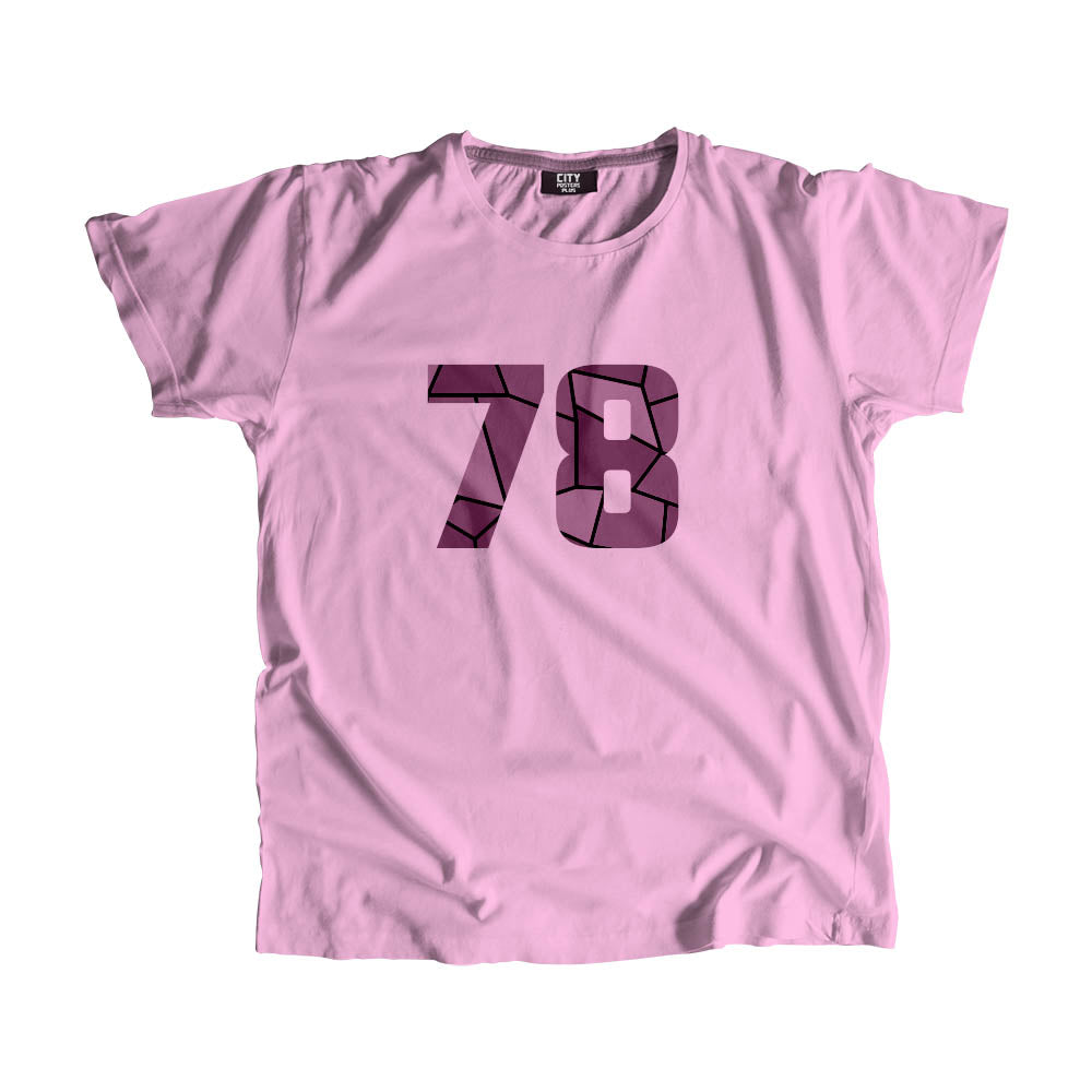 78 Number Men Unisex T-Shirt (Light Pink)