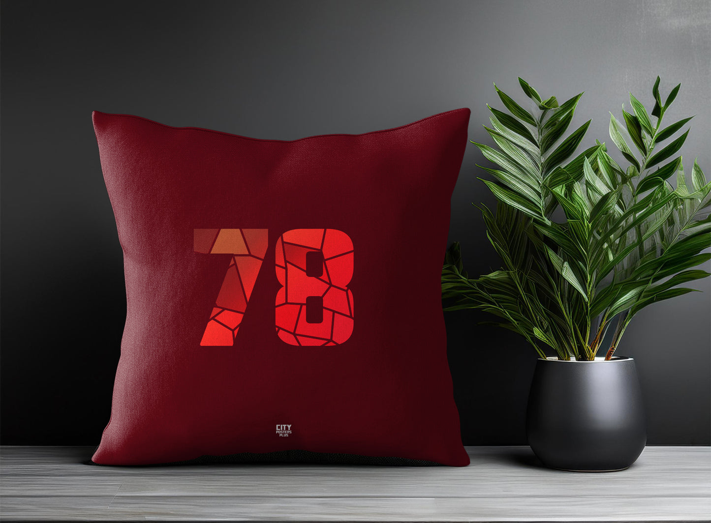 78 Number Pillow Case and Pillow Throw (Maroon)