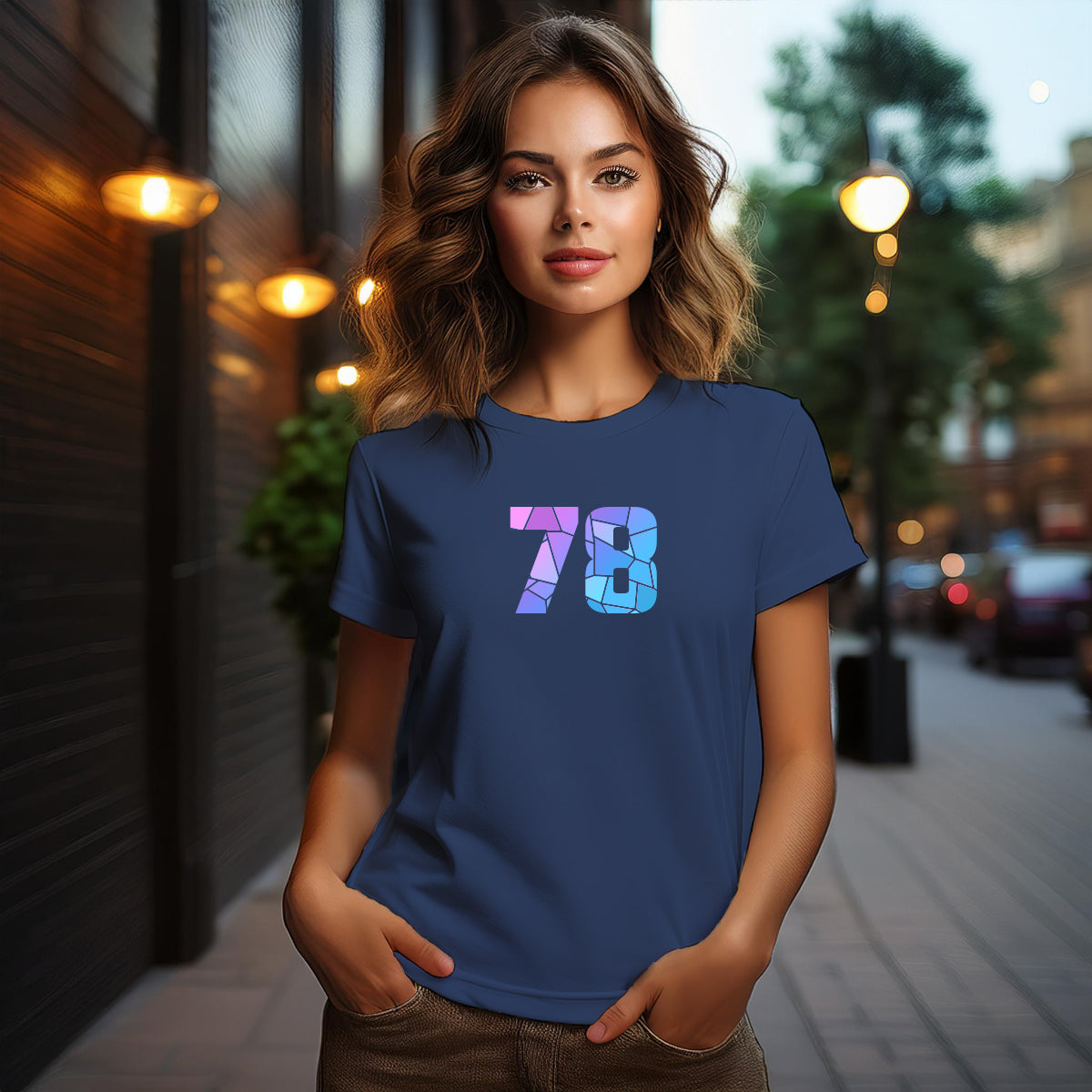 78 Number Women T-Shirt (Navy Blue)