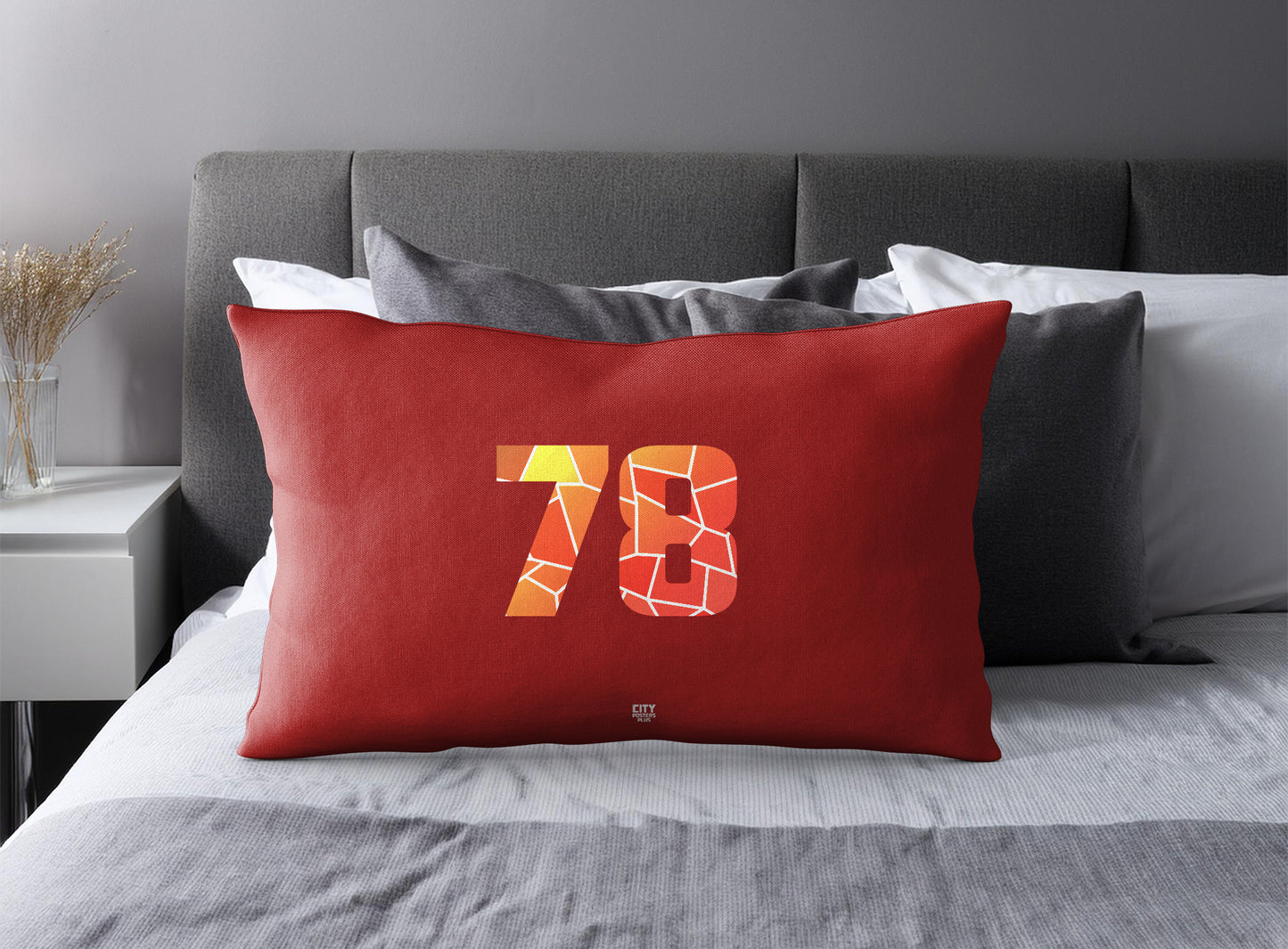 Print Deliver Plus 78 Number Pillow Case and Pillow Throw (Red)