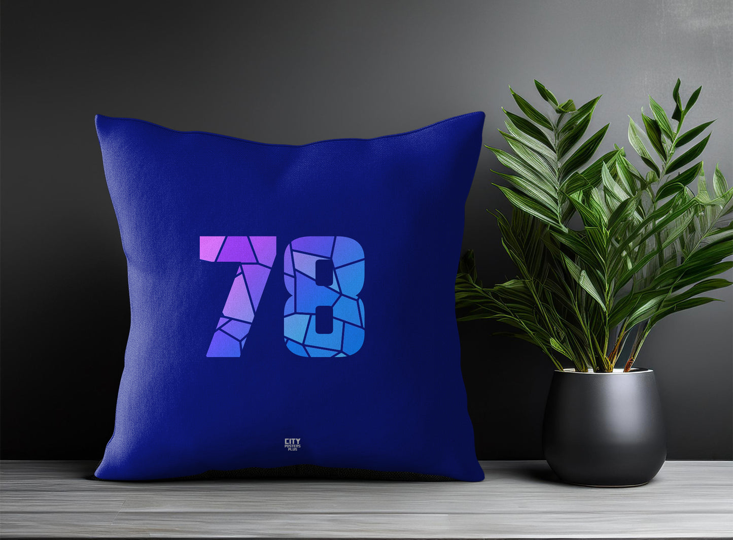 78 Number Pillow Case and Pillow Throw (Royal Blue)