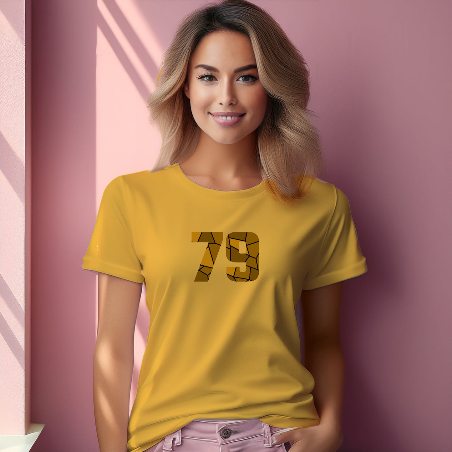 79 Number Women T-Shirt (Golden Yellow)