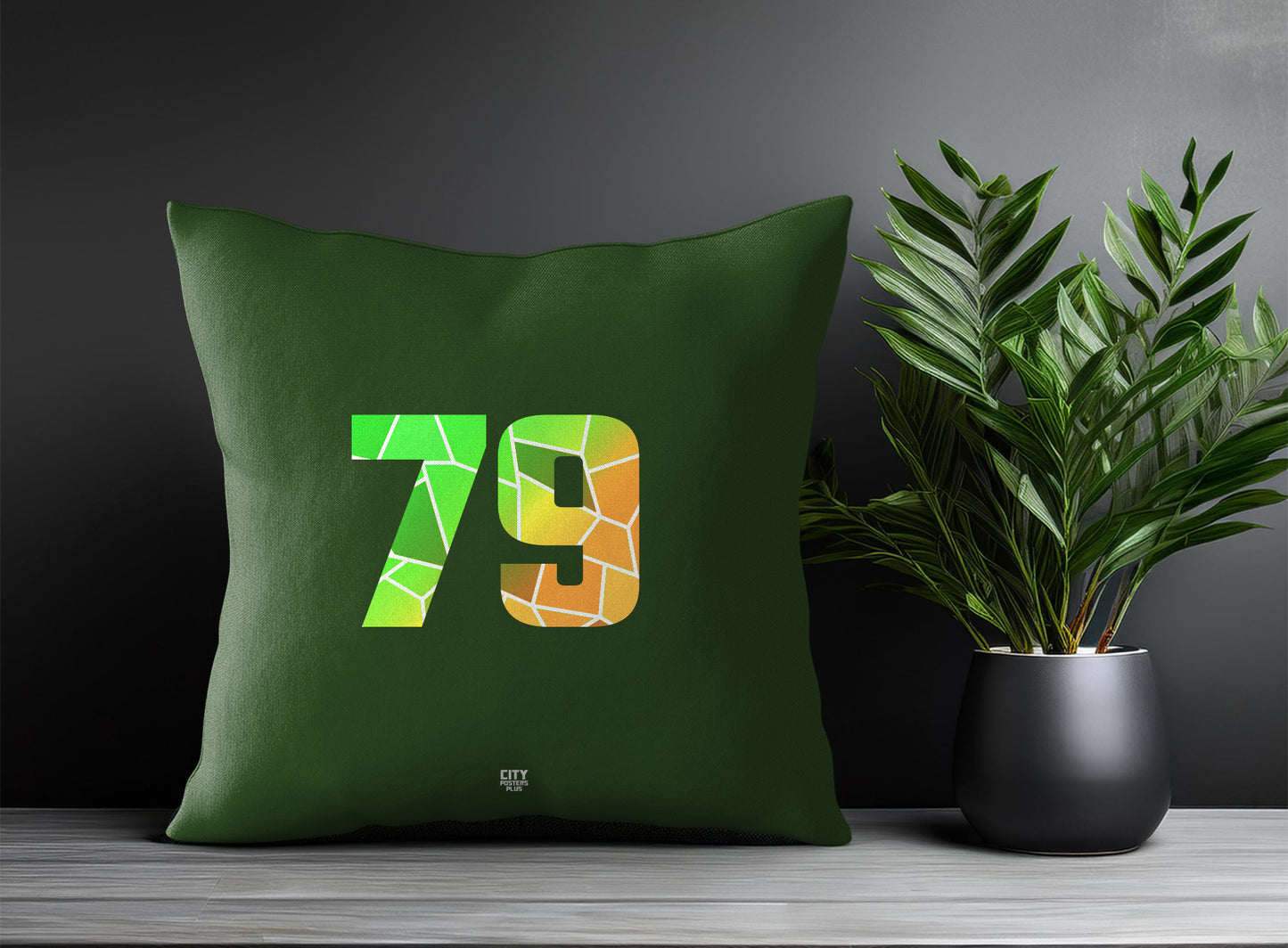 79 Number Pillow Case and Pillow Throw (Olive Green)