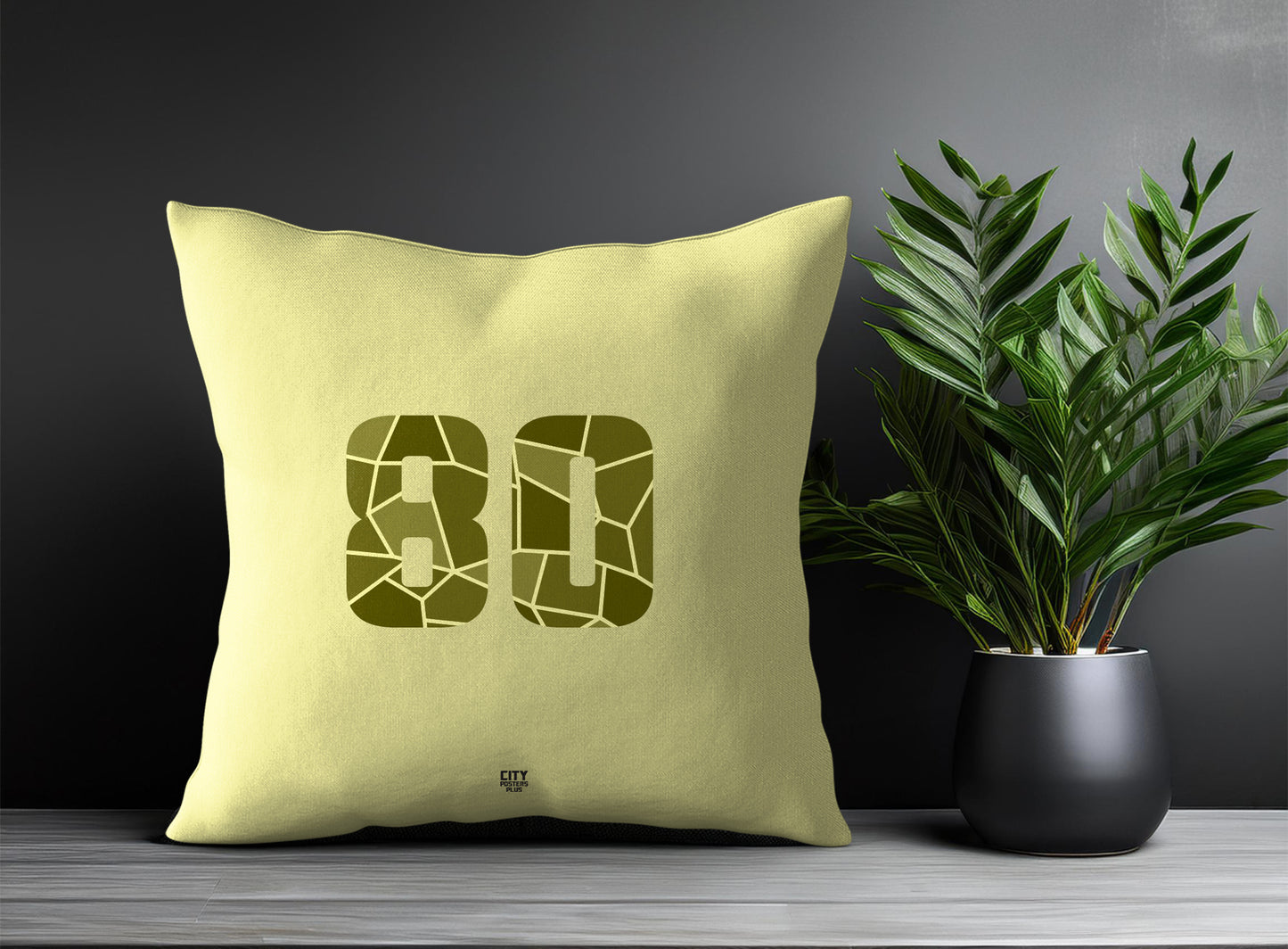 80 Number Pillow Case and Pillow Throw (Butter Yellow)