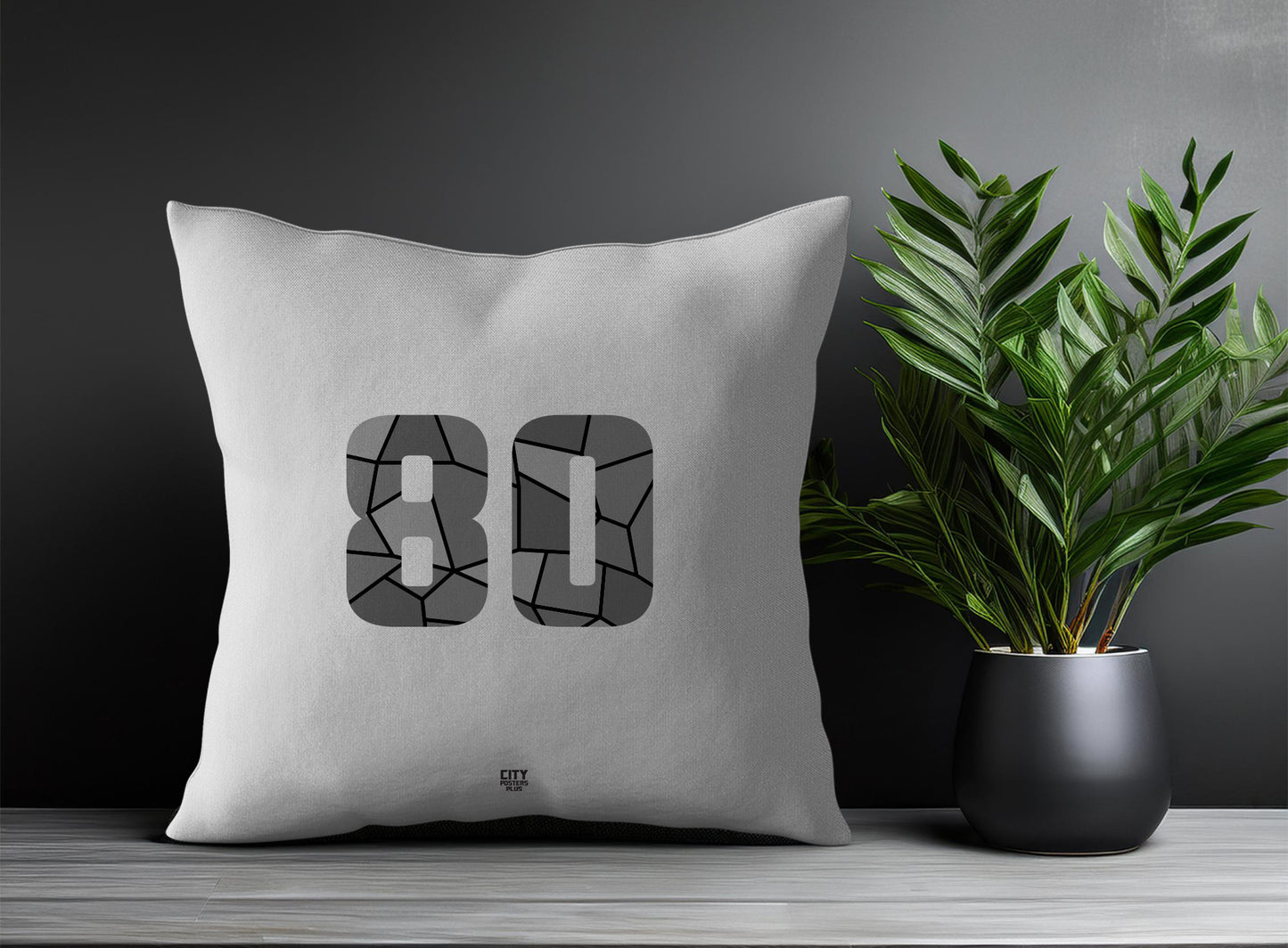 80 Number Pillow Case and Pillow Throw (Melange Grey)