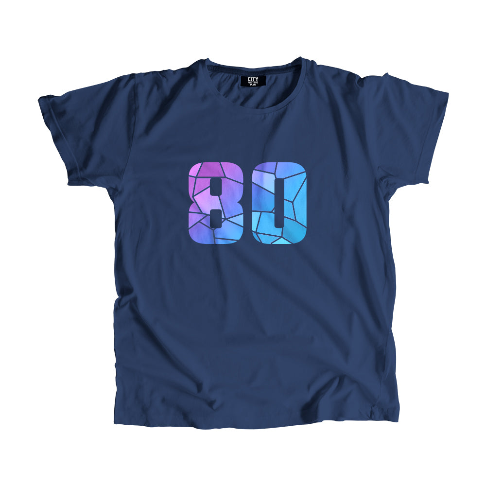 80 Number Men Unisex T-Shirt (Navy Blue)