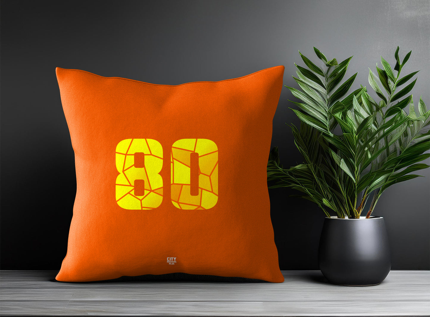 80 Number Pillow Case and Pillow Throw (Orange)