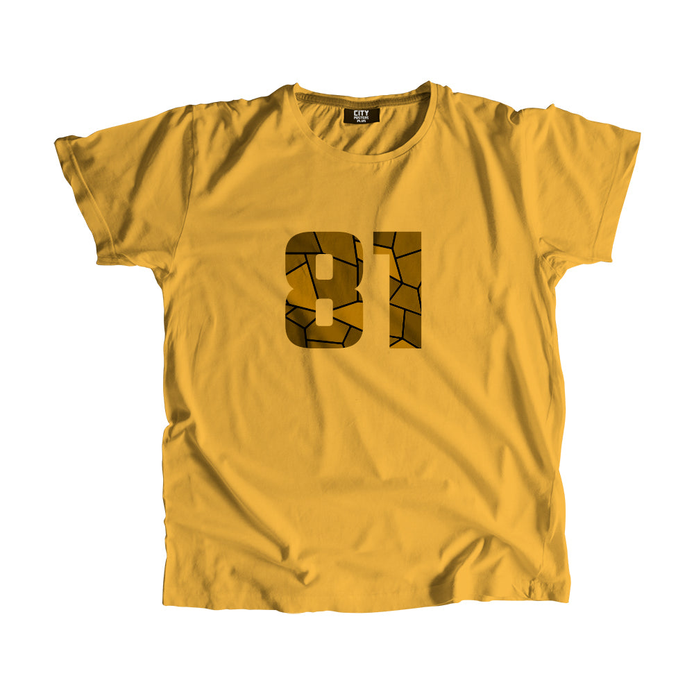 81 Number Men Unisex T-Shirt (Golden Yellow)