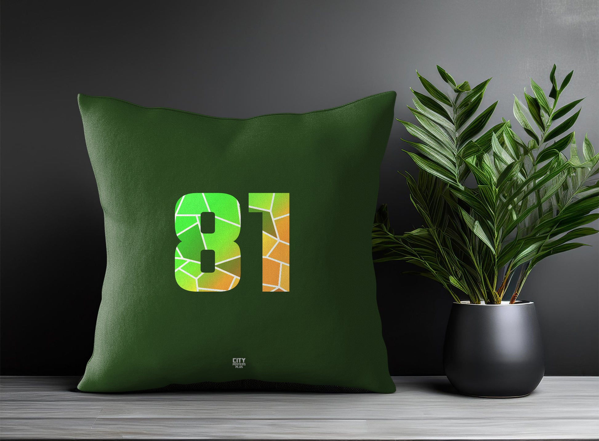 81 Number Pillow Case and Pillow Throw (Olive Green)